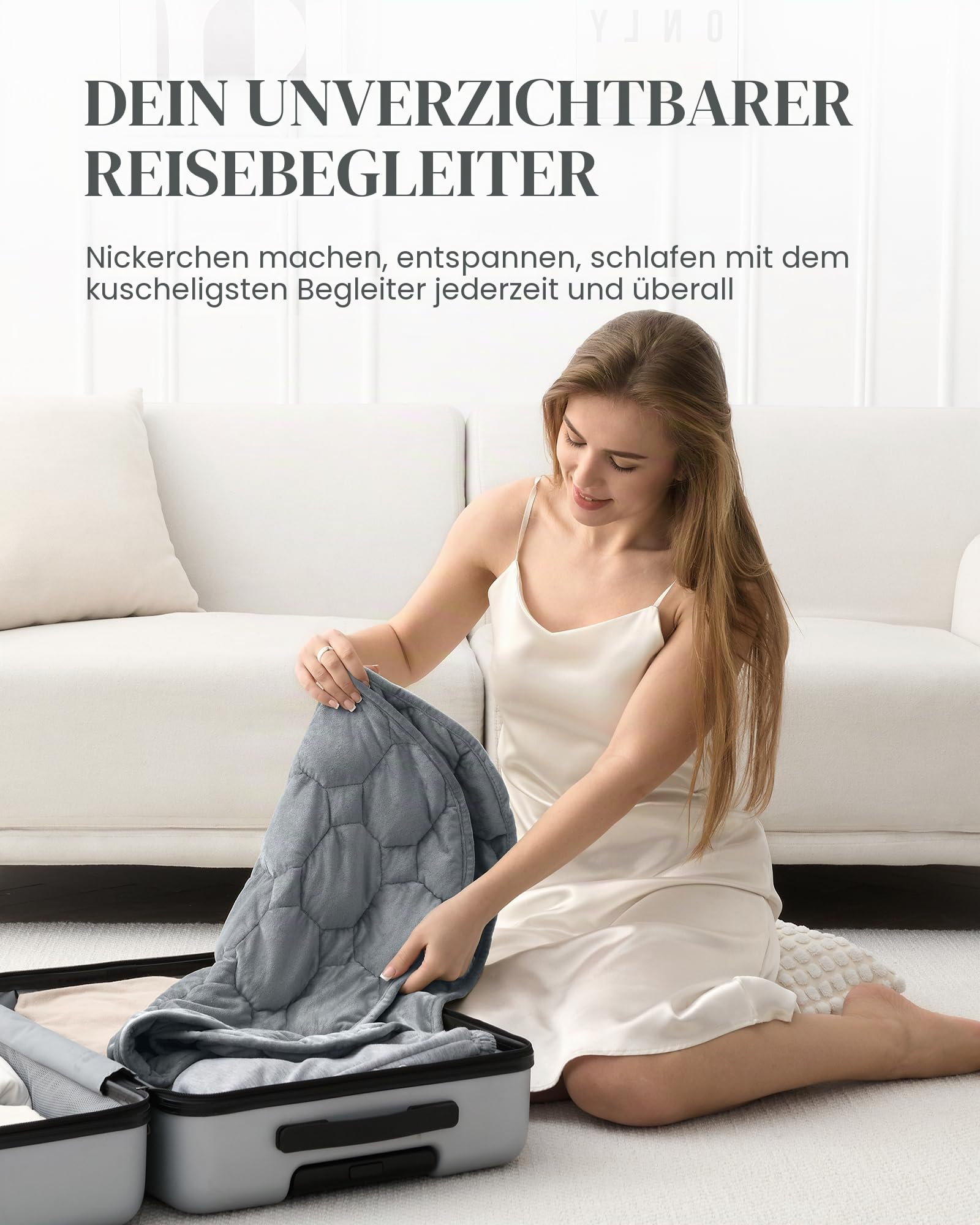 Gewichtete Kniedecke 3,2 kg, Kristall-Samt-Gewichtsdecke für Erwachsene, Grau, 73,7 cm x 61 cm