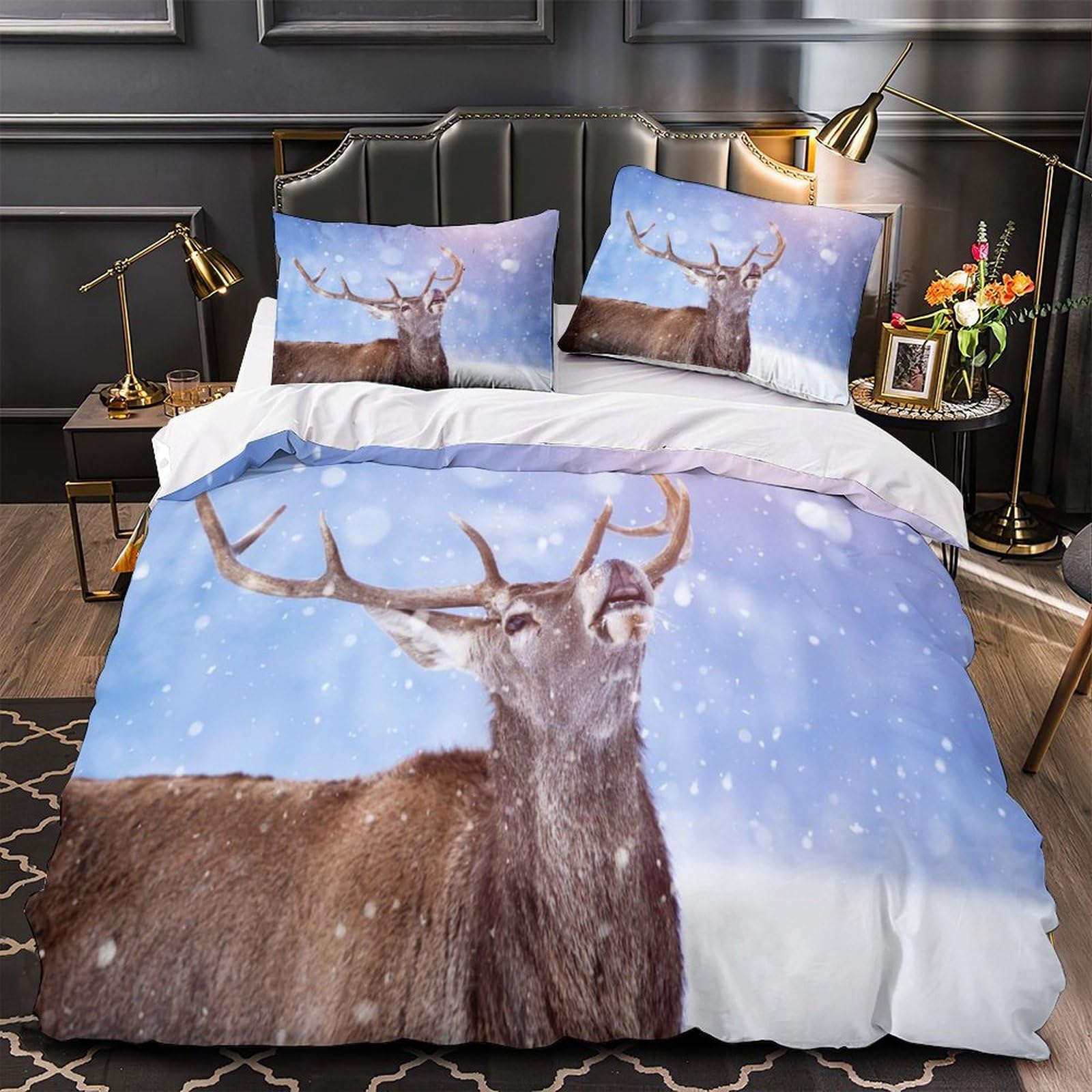 Housse de couette cerf microfibre douce et hypoallergénique