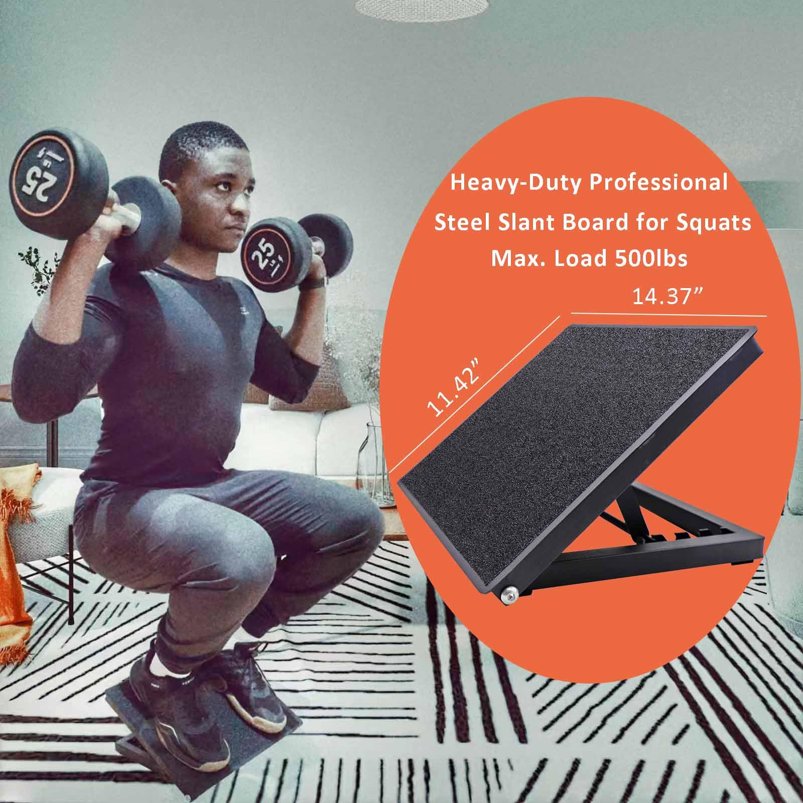 NISDOKR Calf Stretcher Slant Board, Adjustable Ankle Incline Board, Professional Steel Stretch Board for Calf Stretching, Flexibility, Strength & Squats - Max. Load 500lbs