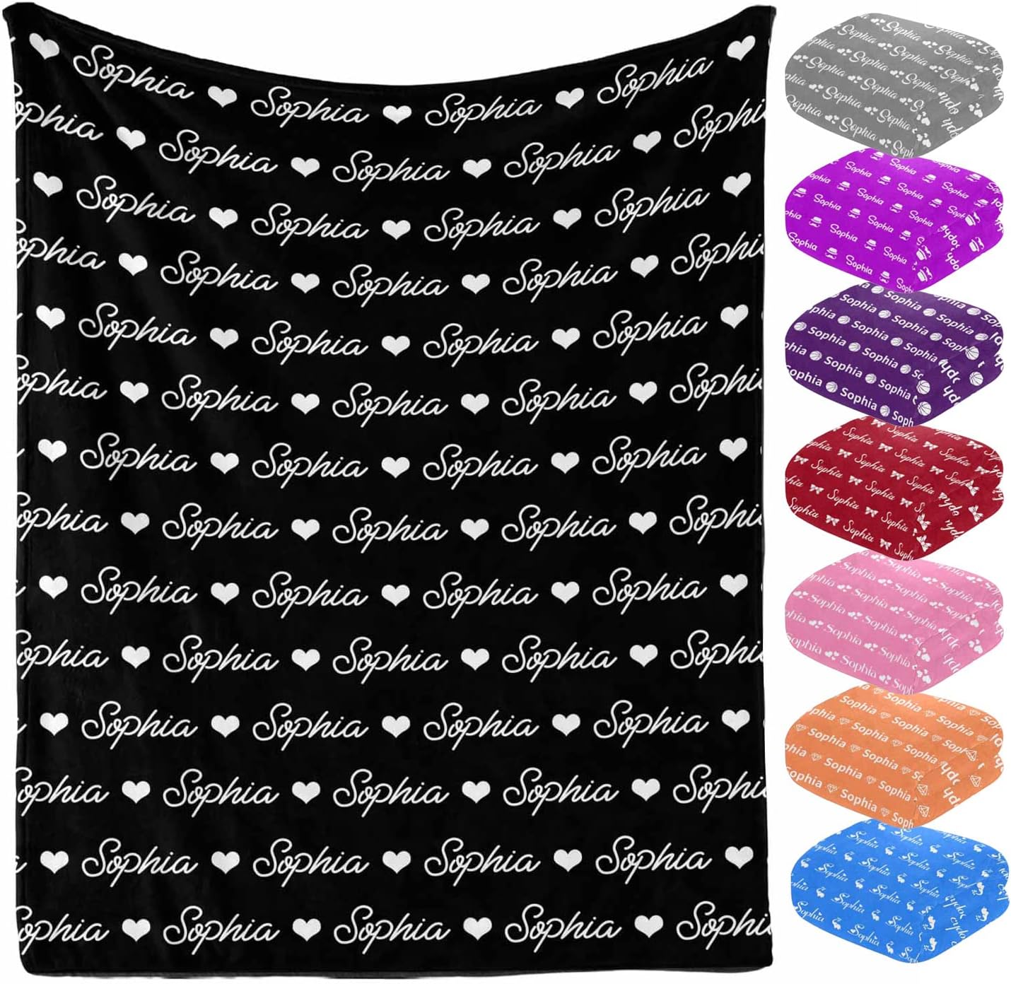 InterestPrint Personalized Blankets for Kids with Names,Customized Throw Blankets with Name for Adult,Custom Blanket,Gift for Birthday Christmas Valentines Day Gift 40x50