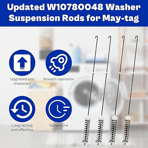 Miniatura 6 de W10780048 Washer Suspension Rod kit -Compatible with Whirl.pool May.tag Ken.more Washing Machine - Replace W10257087 W10257088 W10349193 WTW4800XQ2