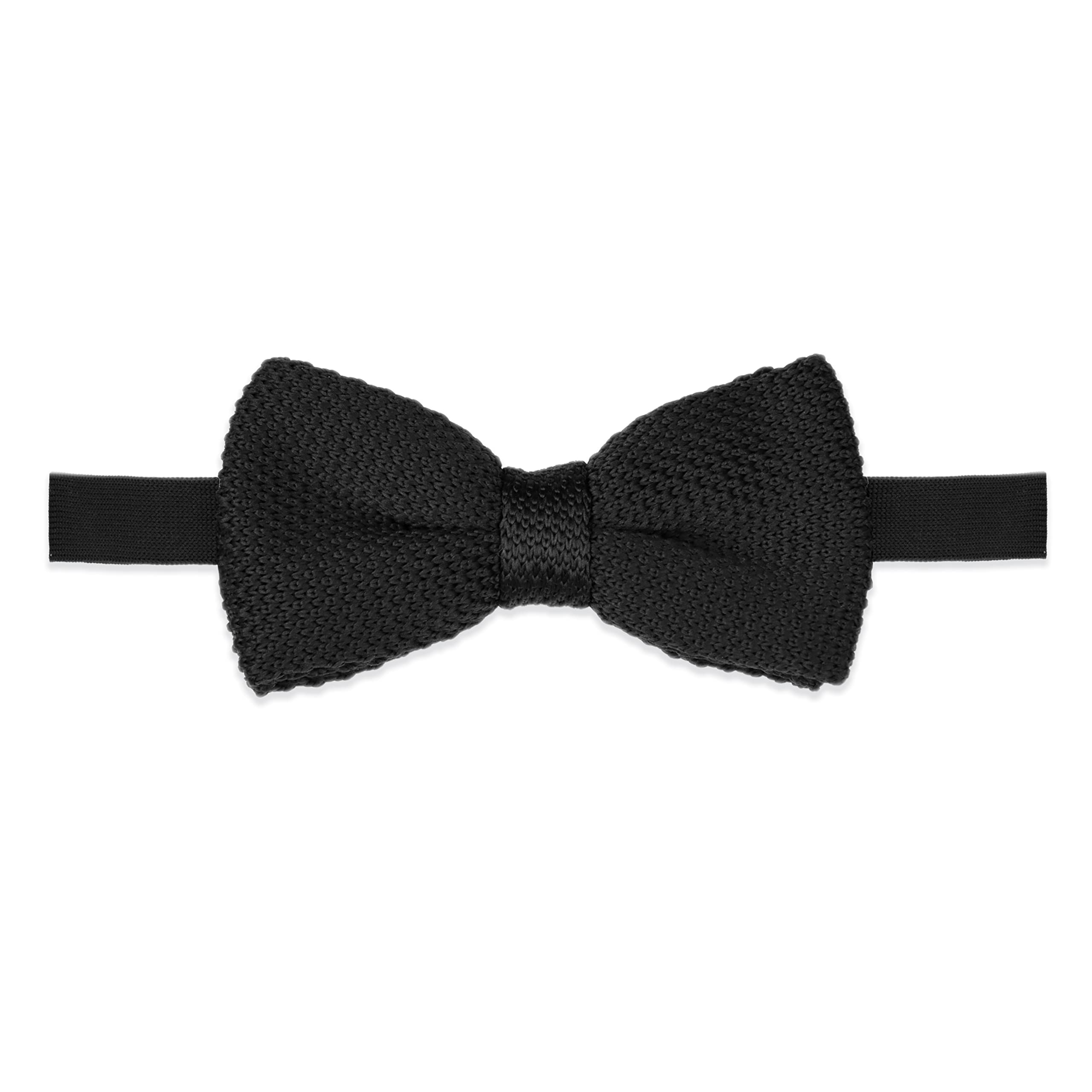 The Gents Lab Men's Black - 100% Polyester Adjustable Knitted Bow Tie (Black)