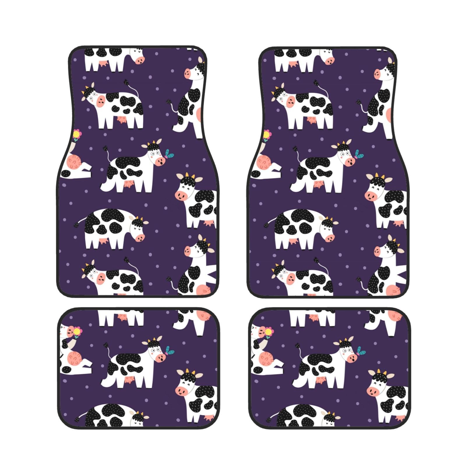 Alfombrillas de coche antideslizantes de neopreno con diseño de vacas graciosas juego de 4 7