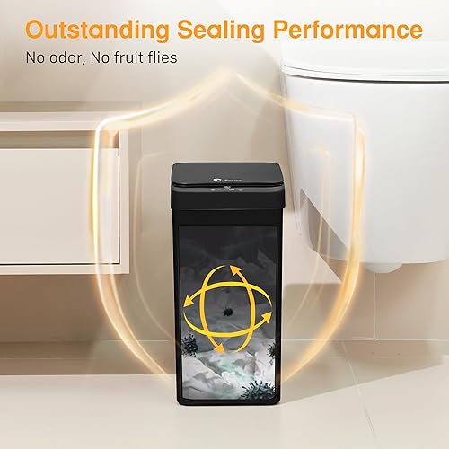 Miniatura 10 de Cubo de basura inteligente sin contacto para cocina, de 2.6 galones, con sensor de movimiento automático, con tapa, impermeable, estrecho, pequeño,