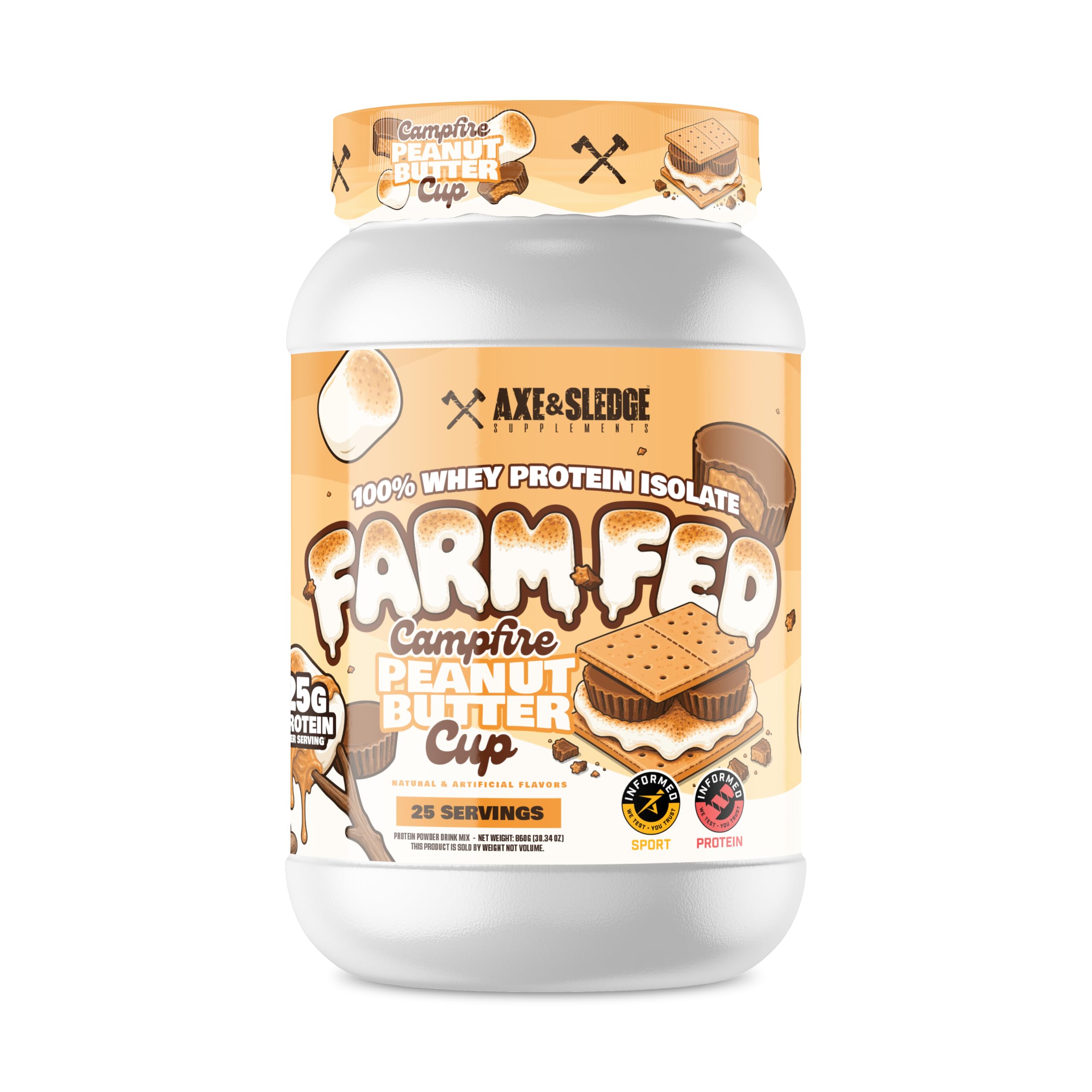 Axe & Sledge Farm Fed 100% Whey Protein Isolate | 25g Protein | Low Carb, Low Sugar, Soy Free, Gluten Free | Protein Powder for Men and Women | Keto | Made in the USA | 28 Servings, Marshmallow Milk — Amazon image 12