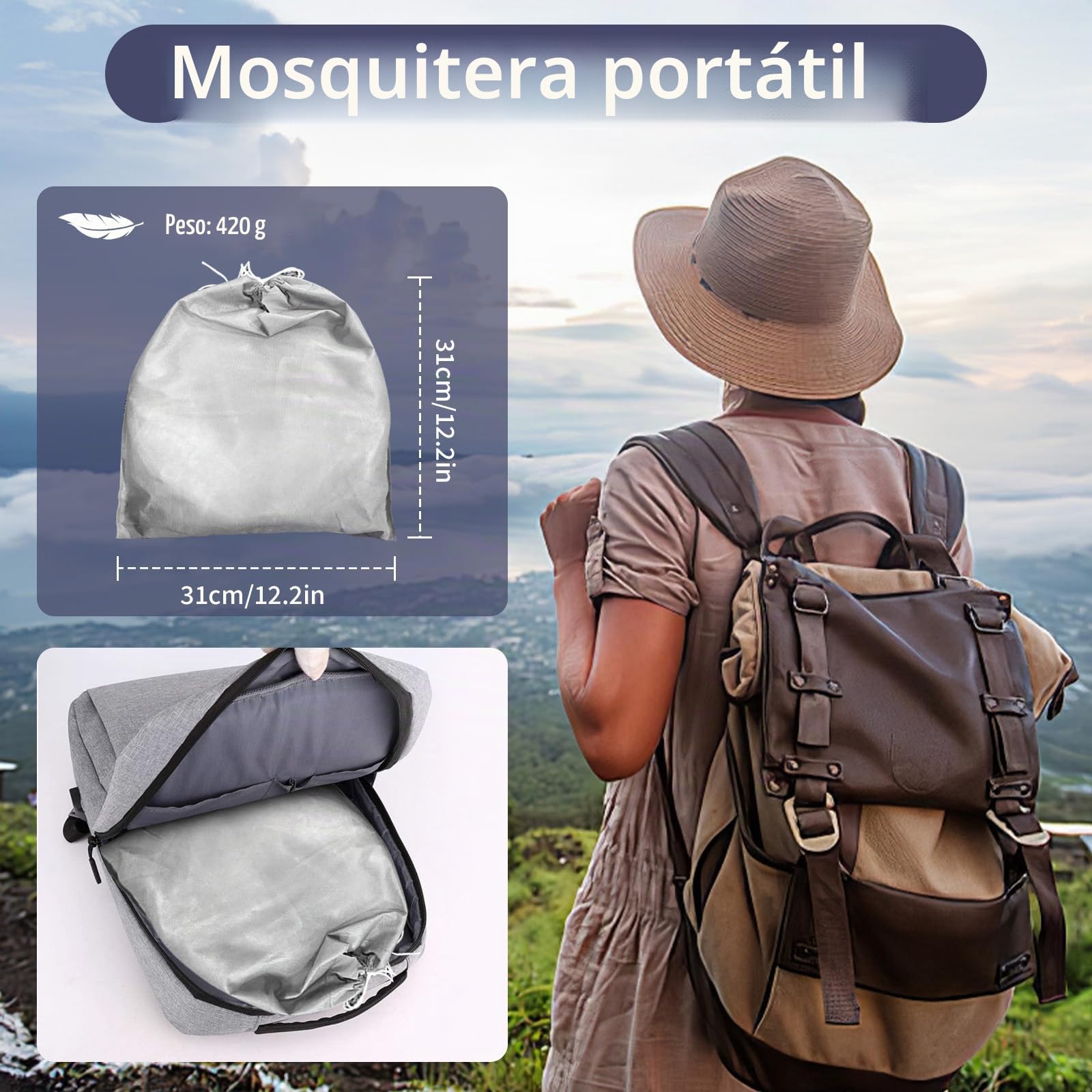 Mosquitera plegable emergente, mosquitera para cama individual con cremallera, tienda de campaña portátil, tienda de campaña fácil de instalar para el hogar, camping, viajes, dormitorio
