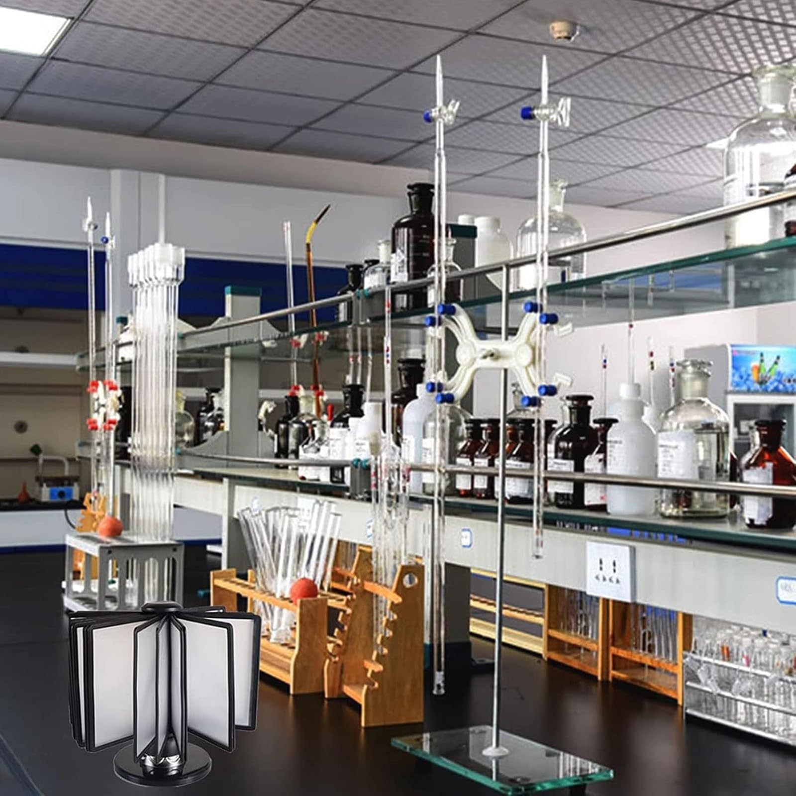 NGARY Organizer da Scrivania, Portadocumenti da Tavolo Ruotabile a 360° con 20 Pannelli Fronte-Retro E capacità di 40 Fogli, Senza Pieghe O Strappi per Documenti Poster A4 in Ufficio E in Laboratorio