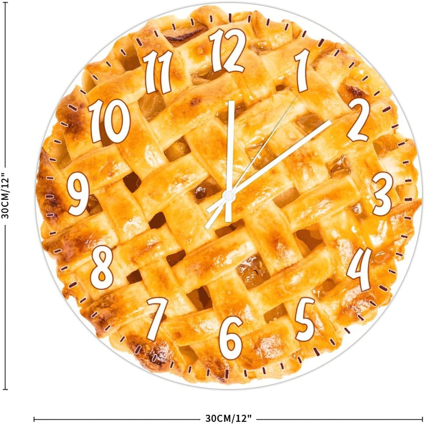 Fruit Pie Food Hanging Wall Clock 12Inch Round Clocks Food Kitchen Decor Art Clocks Quality Quartz Battery Operated Wall Clock Restaurant Decoration Clock Modern Decor for Kitchen Dinning Room