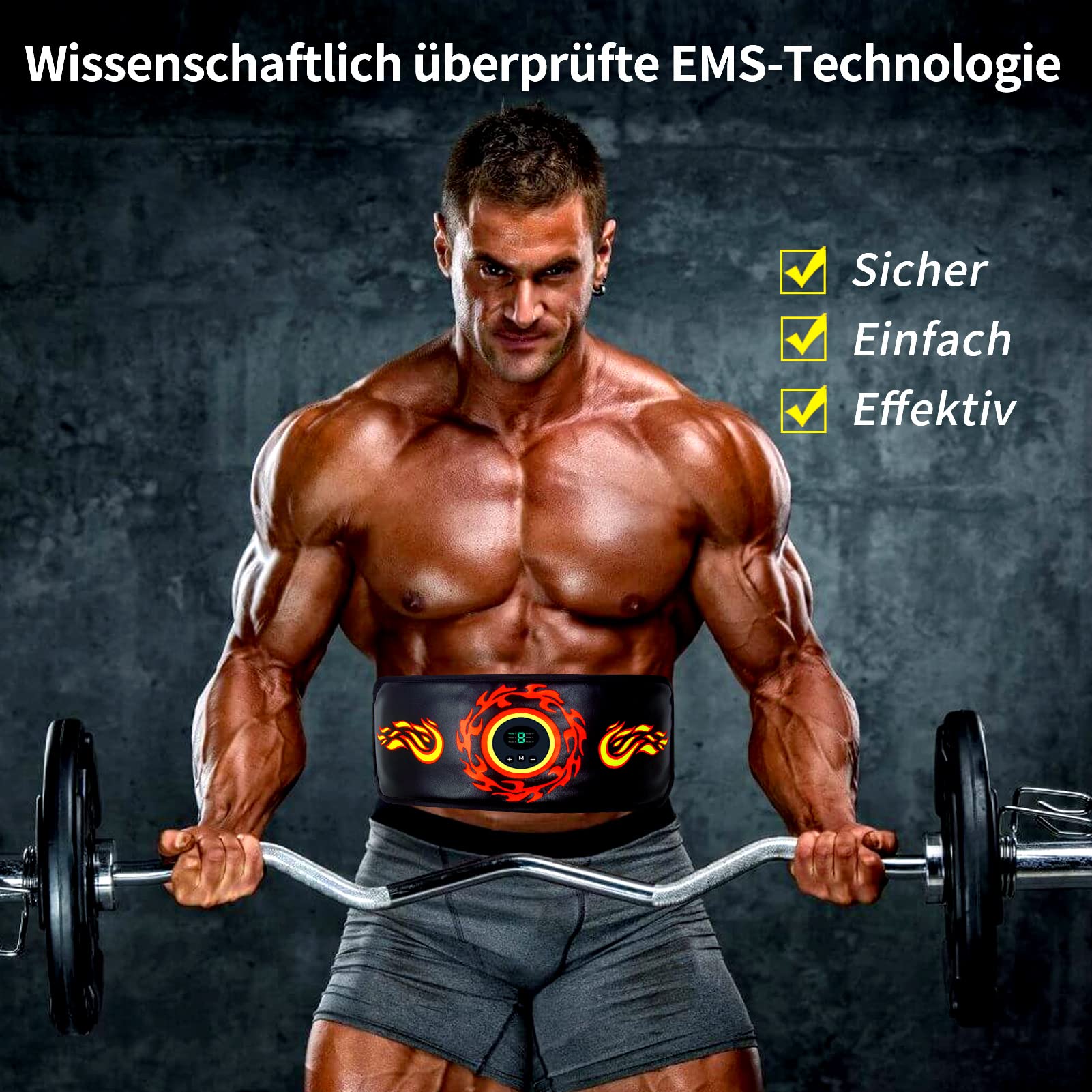 Bauchtrainer EMS Trainingsgerät - Bauchmuskeltrainer,Wissenschaftlich Bestätigt Sicher Effektiv Schnelle EMS-Technologie Bauchtrainer, EMS Bauchmuskeltrainer Mit Zusätzlichem Verlängerungsgurt
