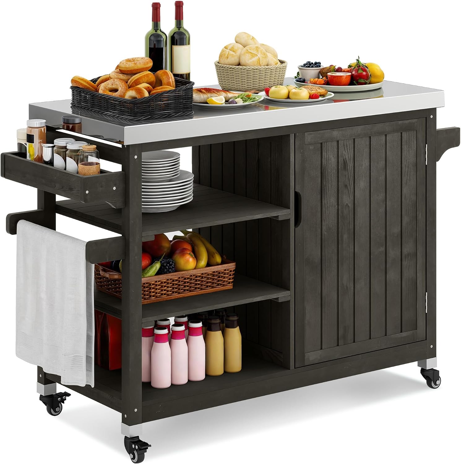 Amazon.com: YITAHOME Solid Wood Patio Bar Table XL Outdoor Storage ...