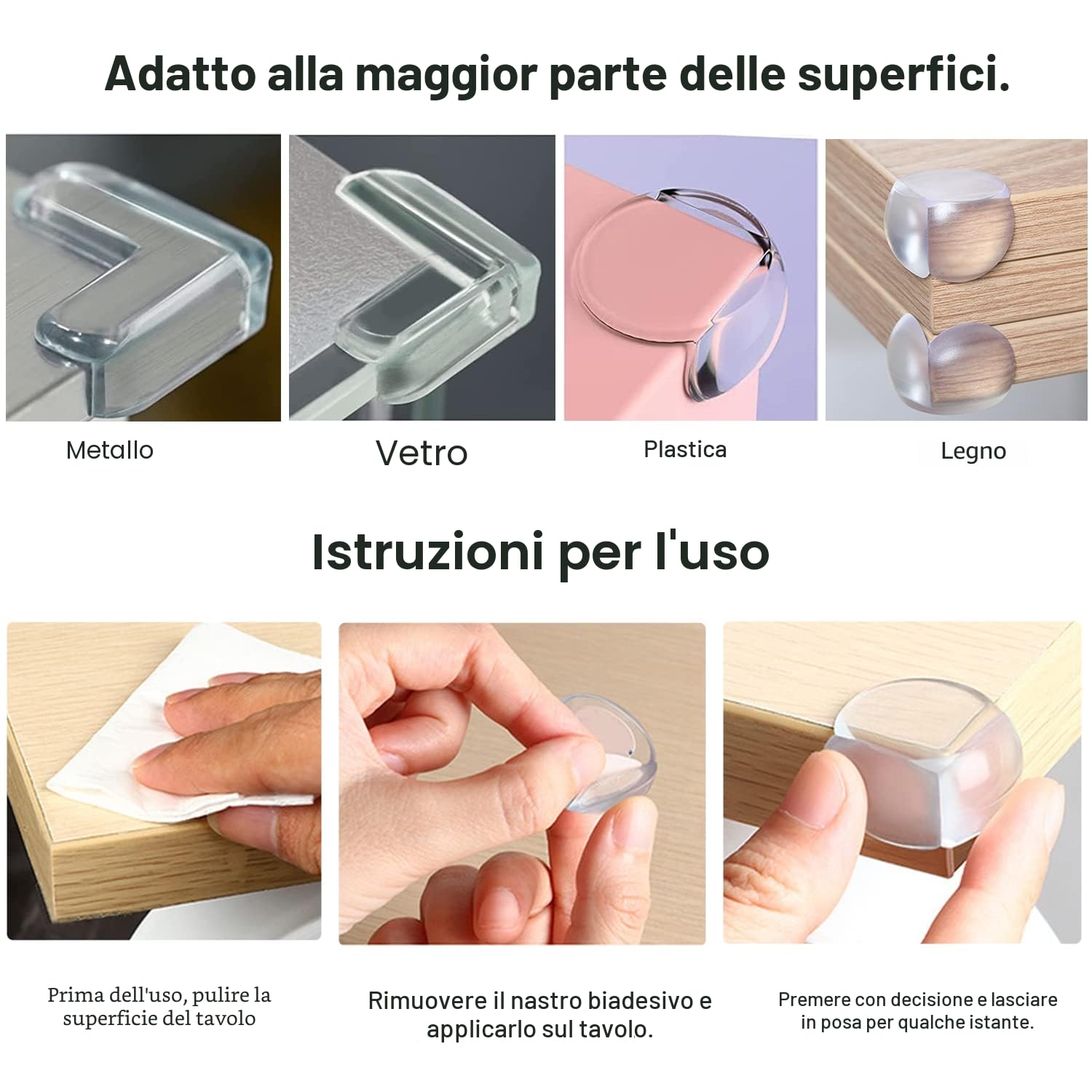 Paraspigoli Bambini 20 Pezzi Trasparenti Angolari in Gomma, Kit Sicurezza Casa