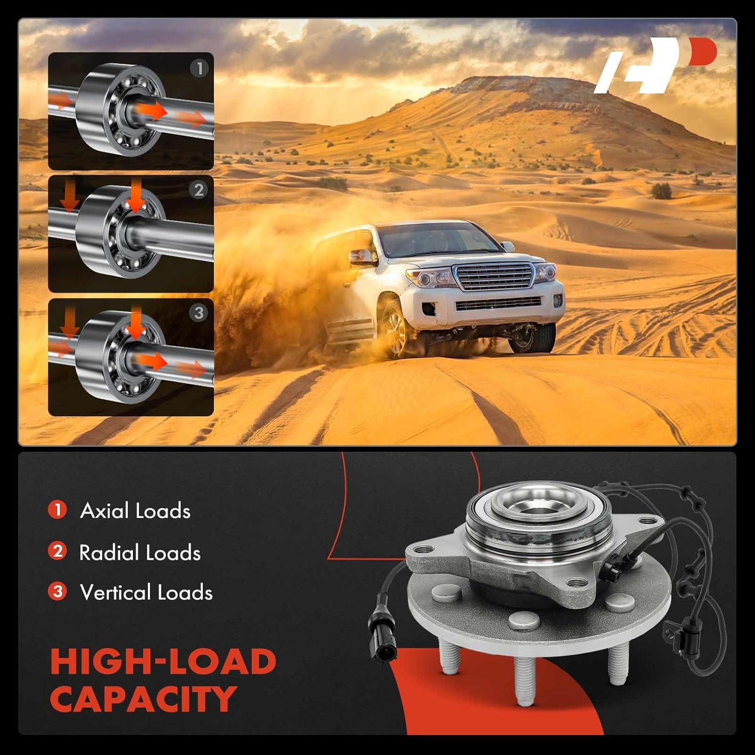 A-Premium 2 x Front Wheel Bearing and Hub Assembly with ABS & 6-Lug Compatible with Ford Expedition 2002-2006 & Lincoln Navigator 2002-2006, RWD Only