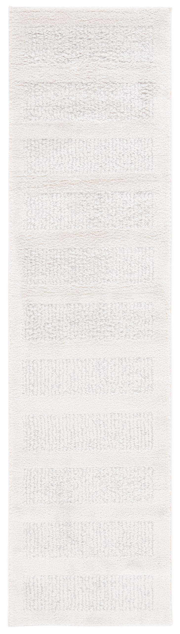 SAFAVIEH Geometric Rug for Living Room, Dining Room, Bedroom - Melody Collection, Short Pile, in Ivory and Grey, 66 X 183 cm