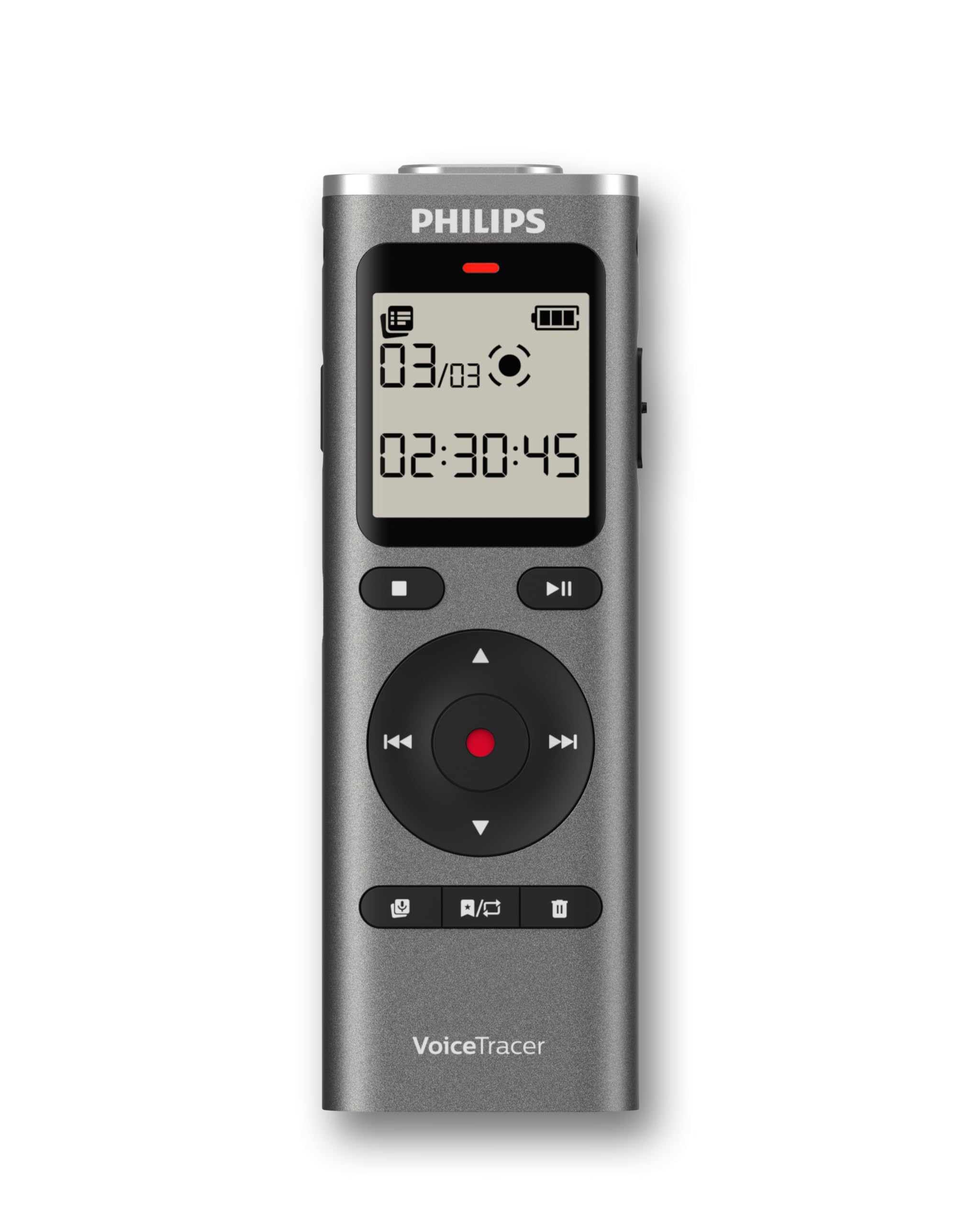 Philips DVT1170 VoiceTracer, Audio Recorder, 8GB, Micro SD Card Slot, 360° Microphone for Excellent Sound
