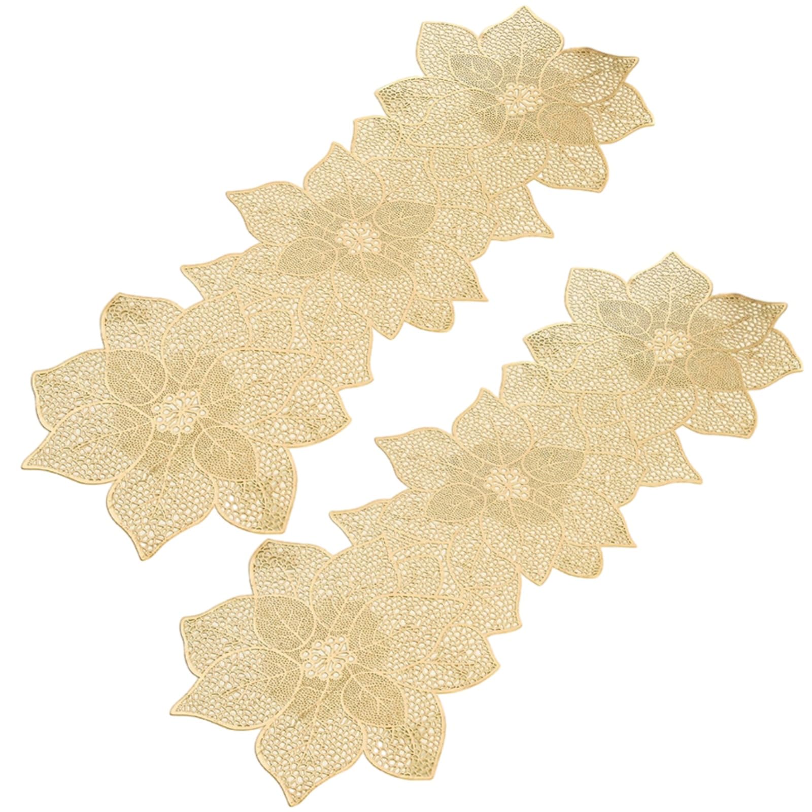 Lot de 2 chemins de Table Gold Leaf en PVC, Motif ajouré Finement découpé, Format élégant 90 x 30 cm, adaptés aux Tables rectangulaires et Rondes, idéals pour Noël et Les Mariages