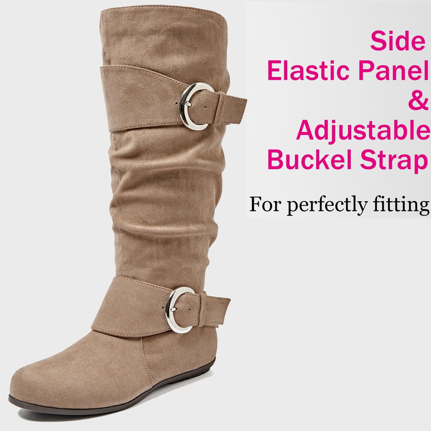 Luoika Women's Extra Wide Calf Knee High Slouchy Boots, Wide Width Tall Boots with Flat Heel Side Zipper. - Image 5