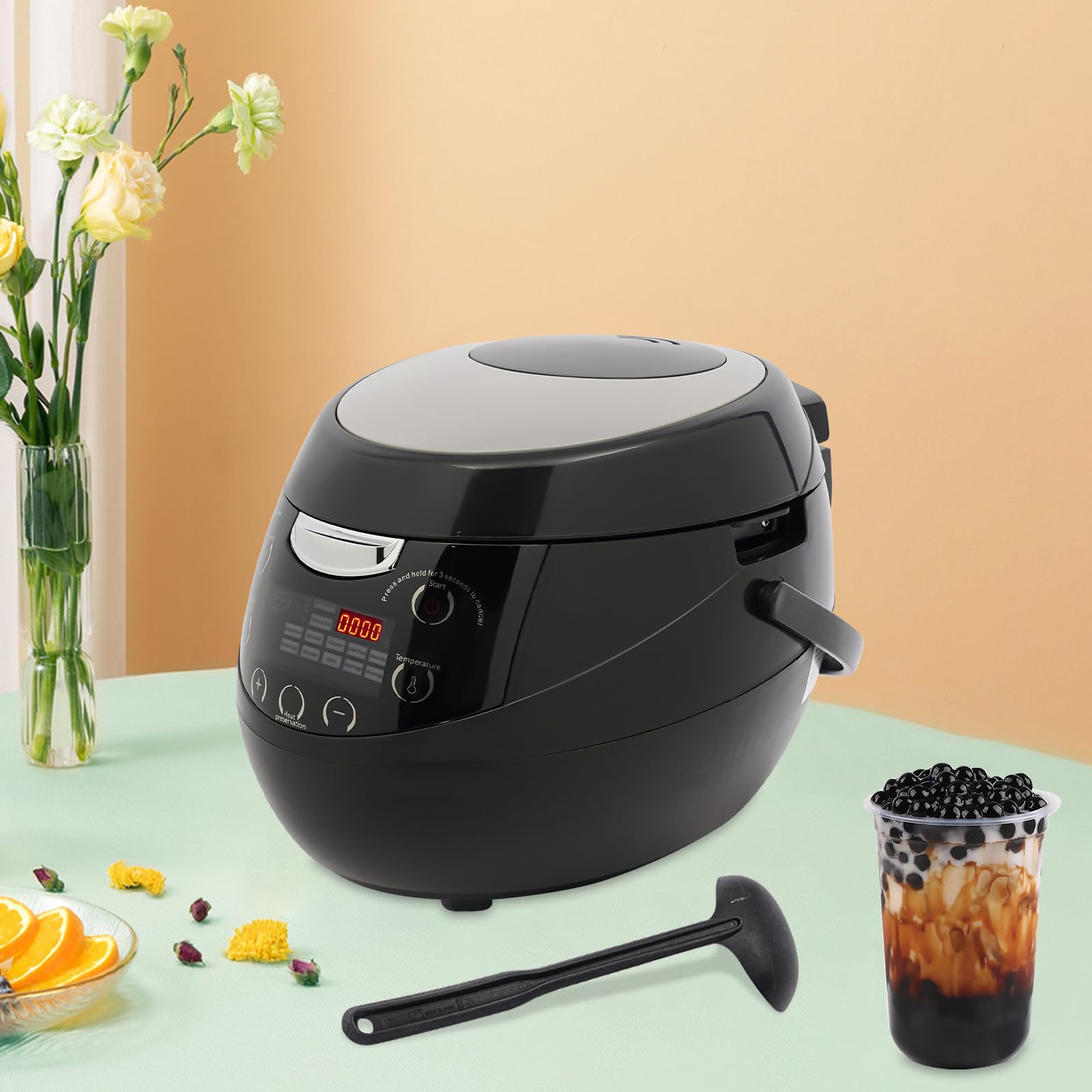 6L Boba Cooker, Automatic Non-Stick Pearl Pot with Button Operation, Bubble Tea Maker for Milk Tea Sago Pearl Taro Balls, 900W