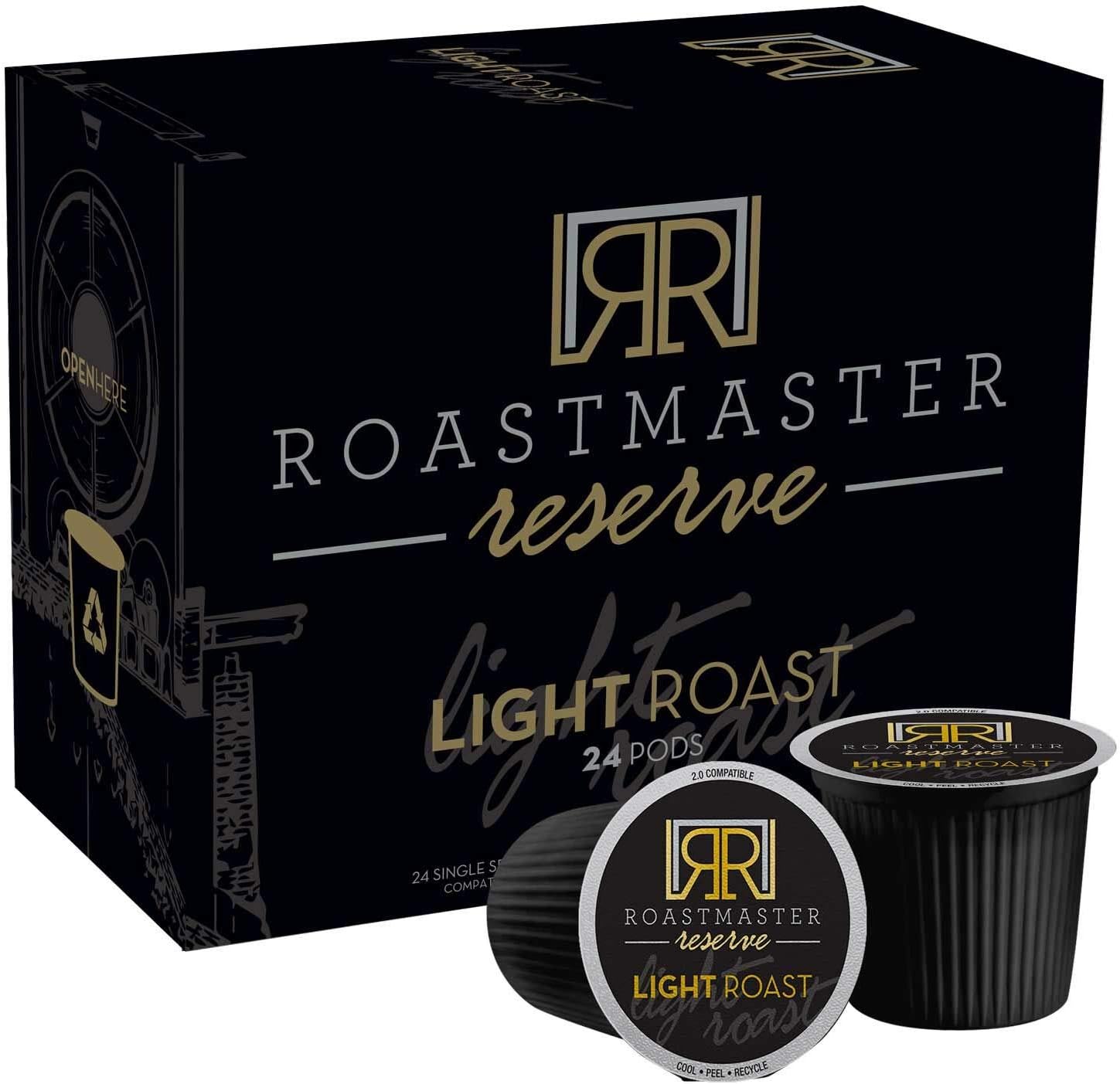 Roastmaster Reserve Light Roast Coffee (Rancho San Francisco Blend) 24ct. Limited Batch Single Origin Coffee - Recyclable Light Roast Pods
