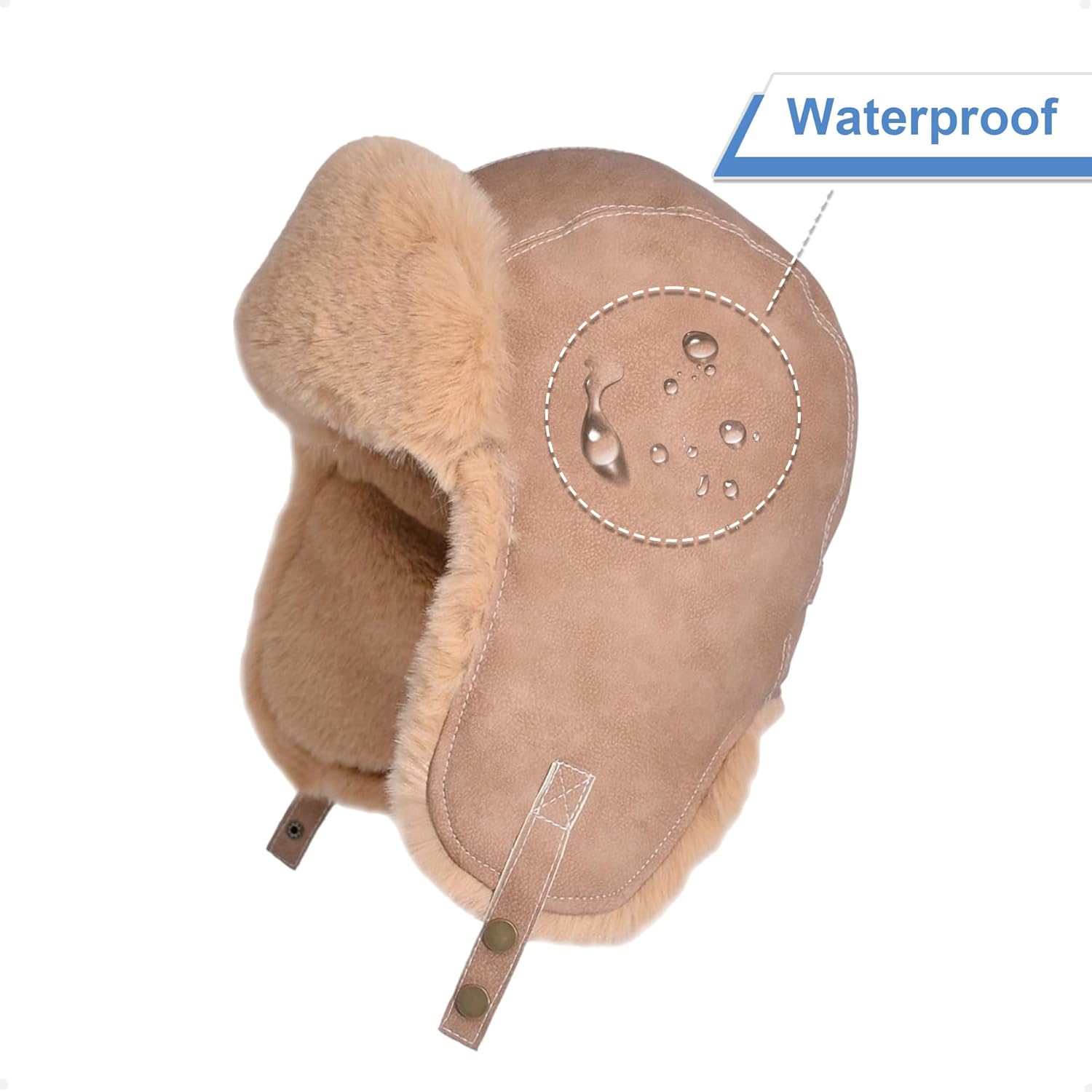 Trapper Hat with Faux Fur Linning Eskimo Windproof, Women Winter Warm Hats Men's Russian Ushanka Hunting Hat - Image 4