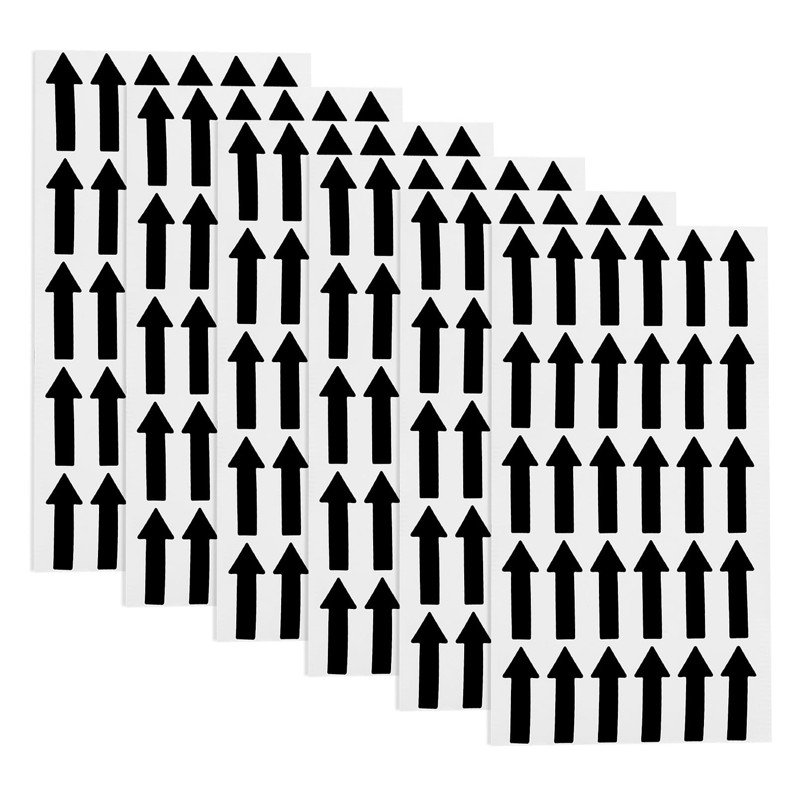 YOKIVE 6 Sheet / 180 Pcs Small Arrow Stickers, Inspections Defect Indicator PET Self Adhesive for Industrial Working, Defect Marking, Packaging (Black, 1.2x0.5-inch)