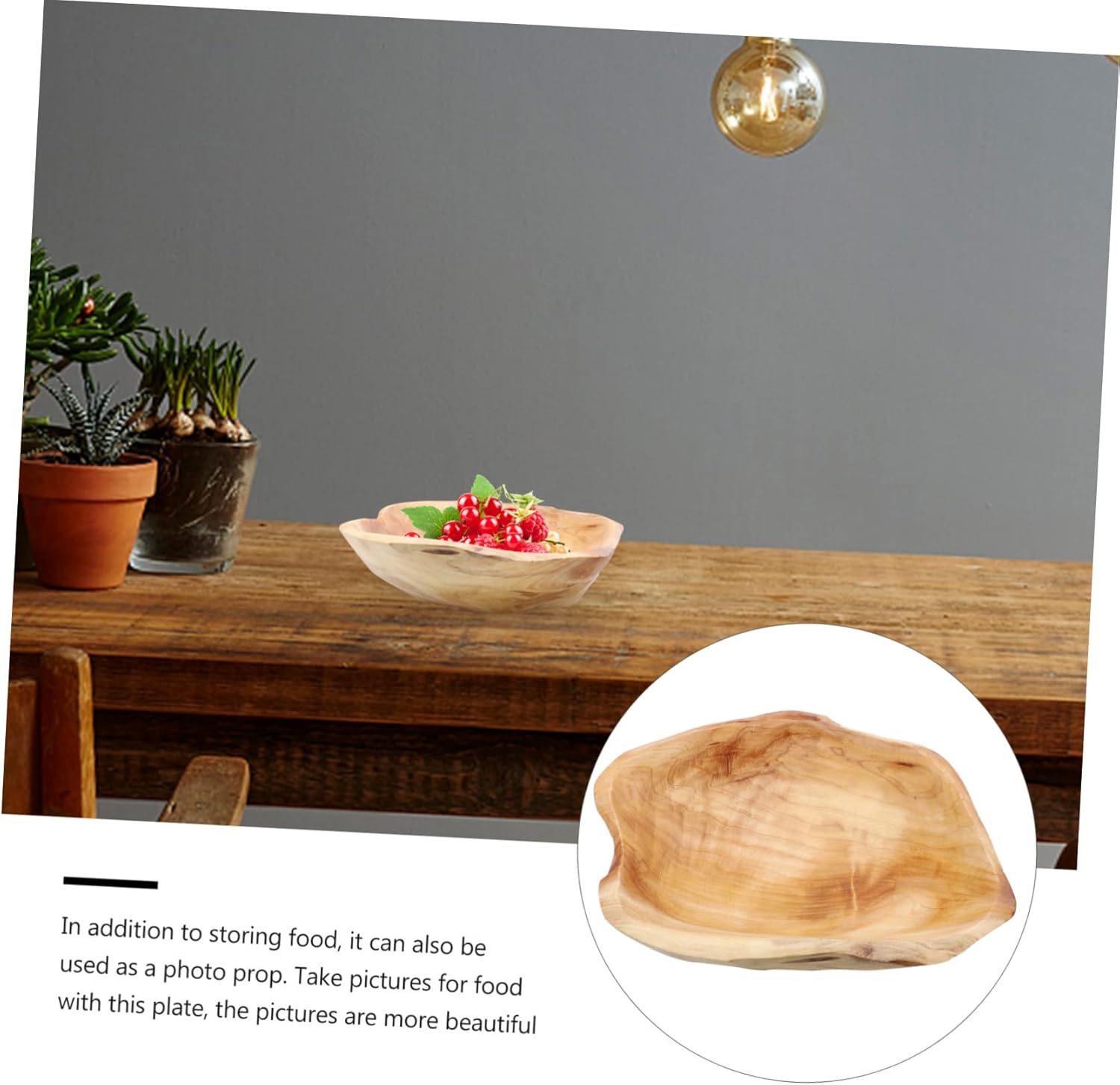 VALICLUD Delicate Solid Wood Fruit Storage Tray Random Shape Snack Container Kitchen Utensil Reusable Fruit Bowl for Home Use and Party Serving