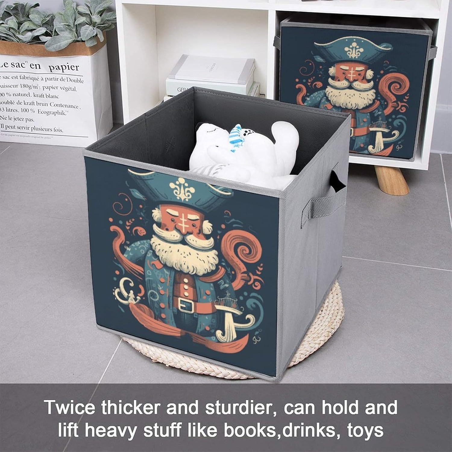 Pirate Characters Storage Cubes Set of 6 Storage Bins with Handles Collapsible Storage Basket Fabric Storage Box for Shelves Large Closet Shelf Organizer for Organization 11 Inch