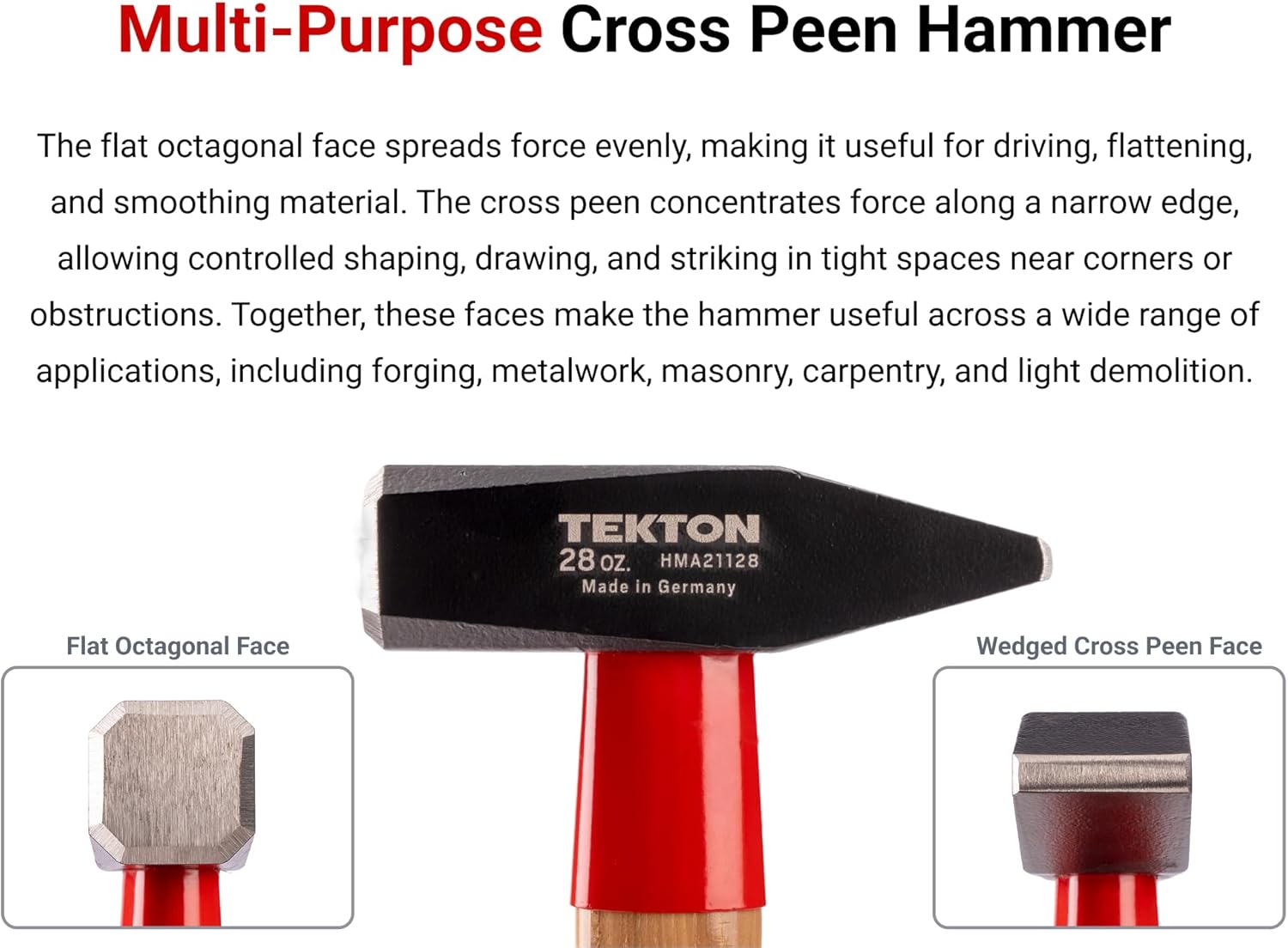 TEKTON Ball Peen Hammer Set, 5-Piece (8, 12, 16, 25, 32 oz.) | HMA95002