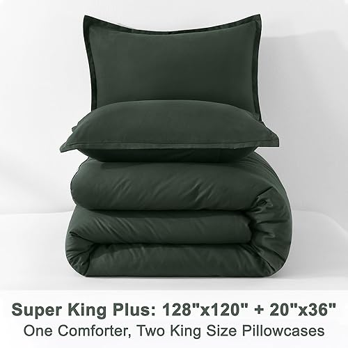 Miniatura 181 de Litanika - Juego de edredón de tamaño queen extragrande, 3 piezas, color verde salvia, ligero, unicolor, para todas las estaciones, esponjoso Verde