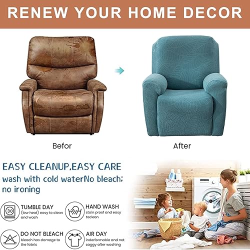 Miniatura 7 de Eco-Ancheng Fundas para sillas reclinables, fundas reclinables, 4 piezas, fundas antideslizantes para sillas reclinables, con bolsillos de