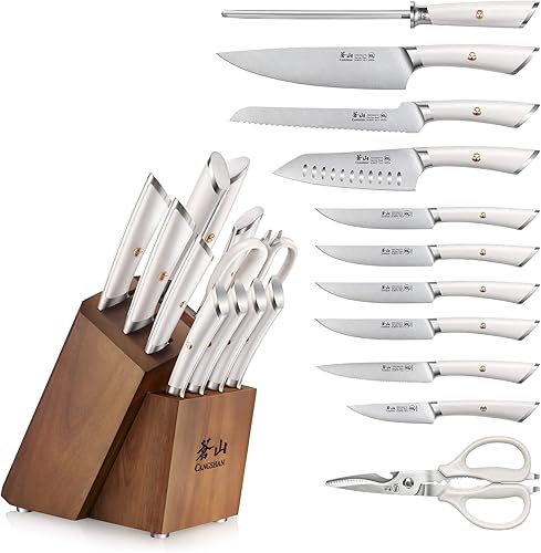 Miniatura 7 de Cangshan ELBERT Series Juego de bloques de cuchillos forjados de acero alemán (20 piezas, negro)