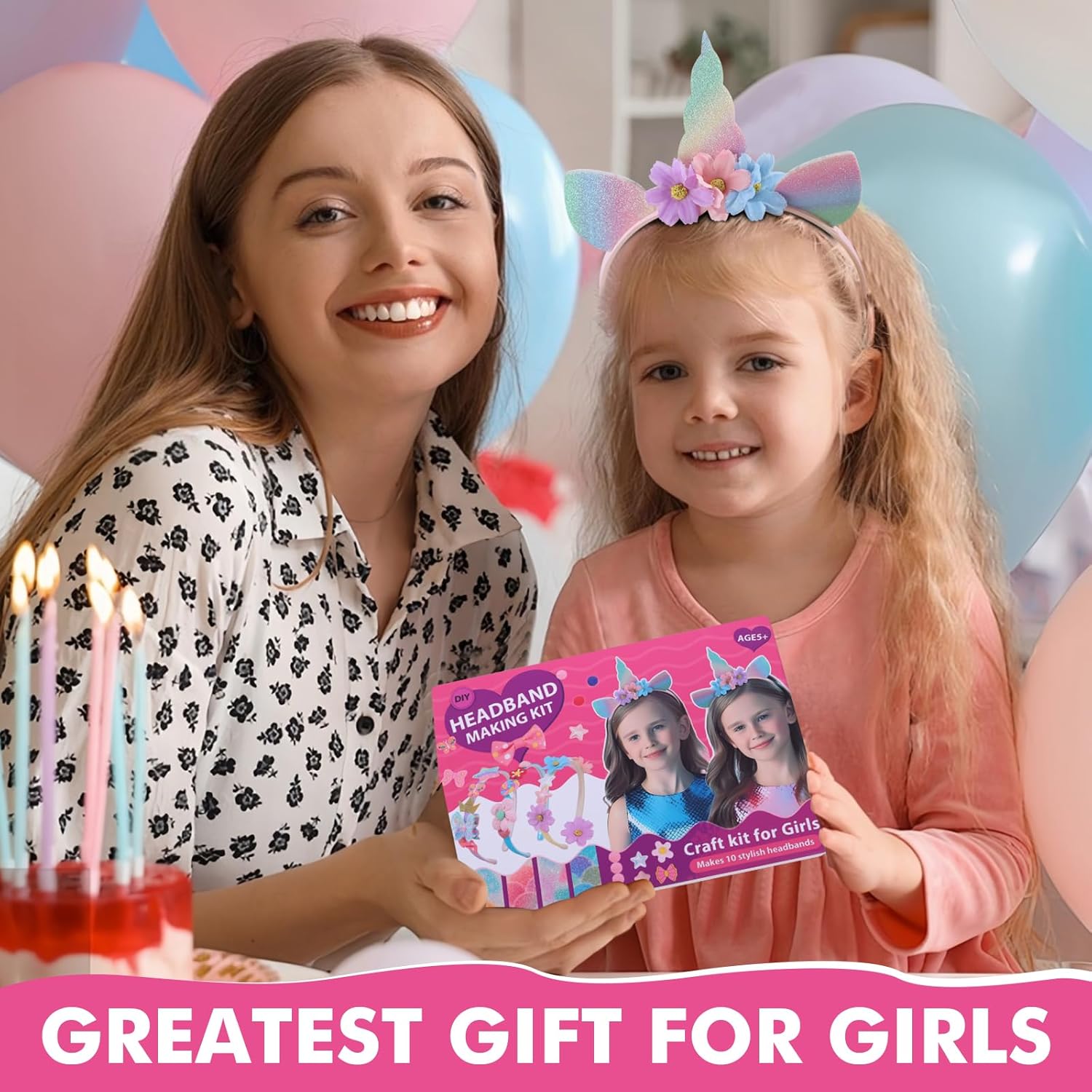 女の子用ヘアアクセサリー、ヘッドバンド製作キット、3~12歳の女の子向けのおもちゃギフト、6~8歳の女の子向けおもちゃ、アート&am