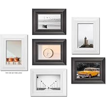 LaVie Home 4x6 & 5x7 Picture Frames 6 Pack, Distressed White & Black Rustic Photo Frame Set with High Definition Glass for Wall Mount & Table Top Display
