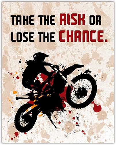 Buzz Unplugged Motivational Wall Art Office Decor for Men & Women: Take the Risk or Lose the Chance 8x10 Inspirational, Motivational Poster &