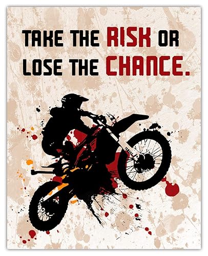 Motivational Wall Art Office Decor for Men & Women "Take the Risk or Lose the Chance" 8x10 Inspirational, Motivational Poster & Positive