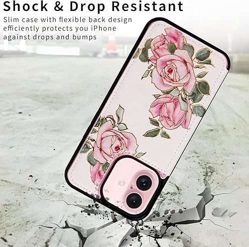 Miniatura 404 de UEEBAI Funda tipo cartera para iPhone 15 Pro Max con tarjetero, cubierta de cuero PU con soporte, bloqueo RFID, doble cierre magnético, relieve de