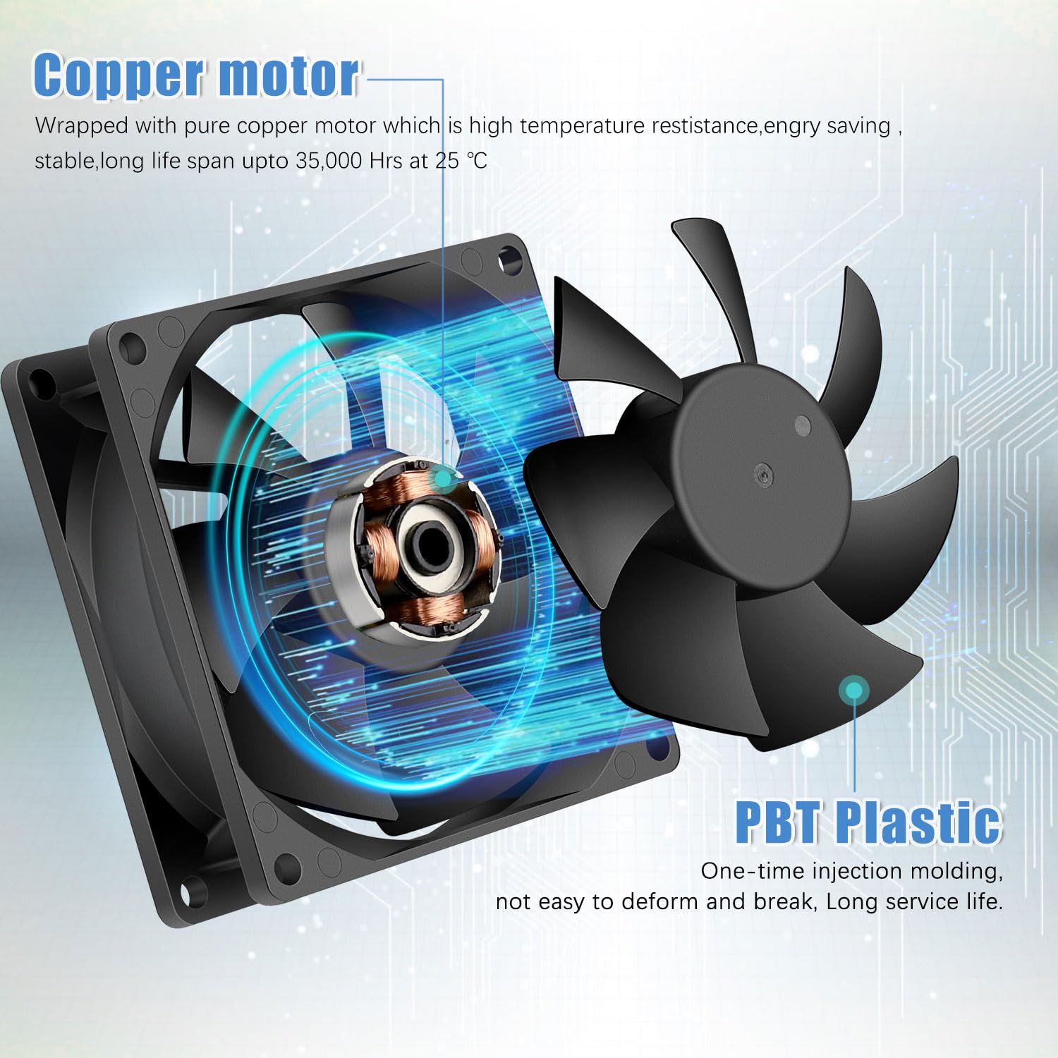 GDSTIME - Juego de 2 ventiladores para PC (80 mm, USB, 5 V, 80 x 80 x 25 ajustable)