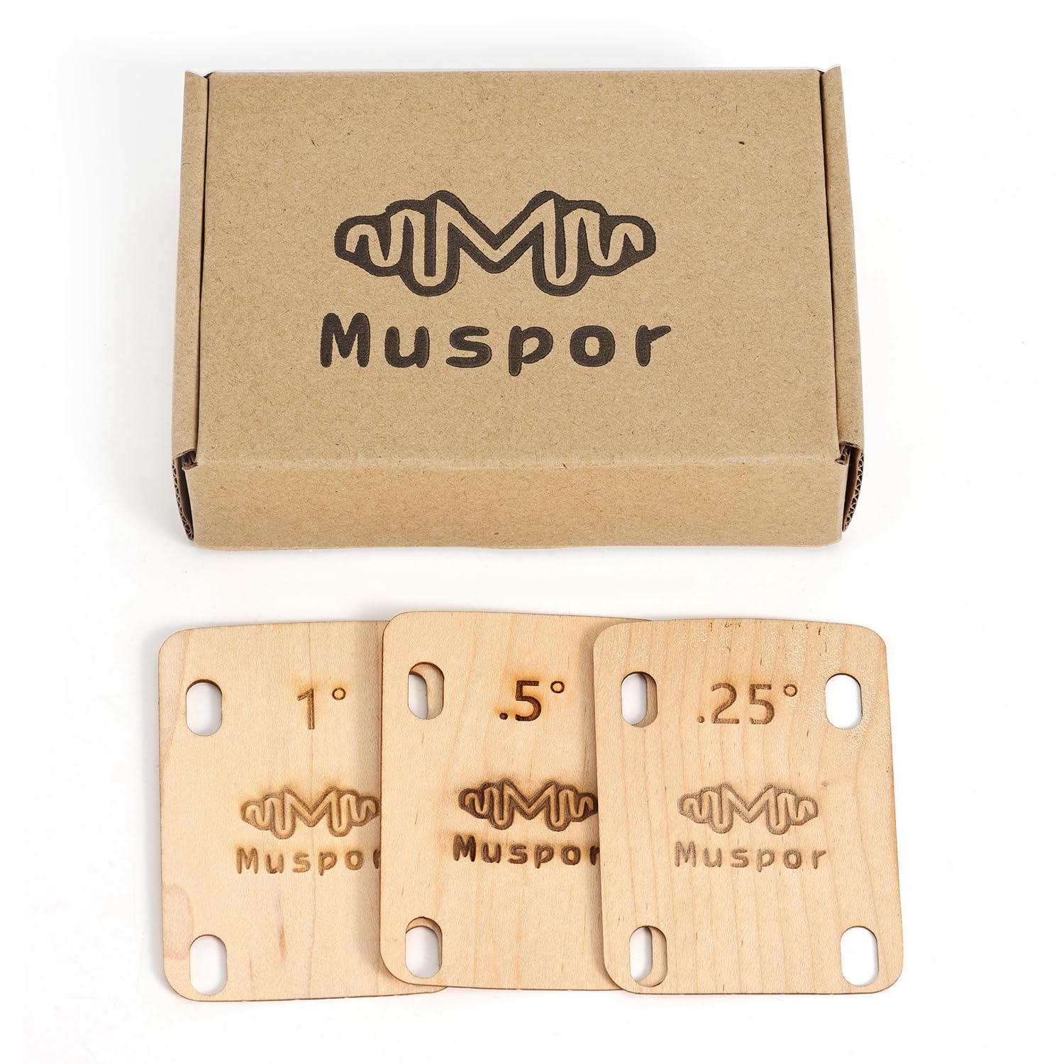 RuiJOTWAT Set of 3 Guitar Neck Shims Shim Solid Maple Wooden, Shaped 0.25 0.5, 1 Degree