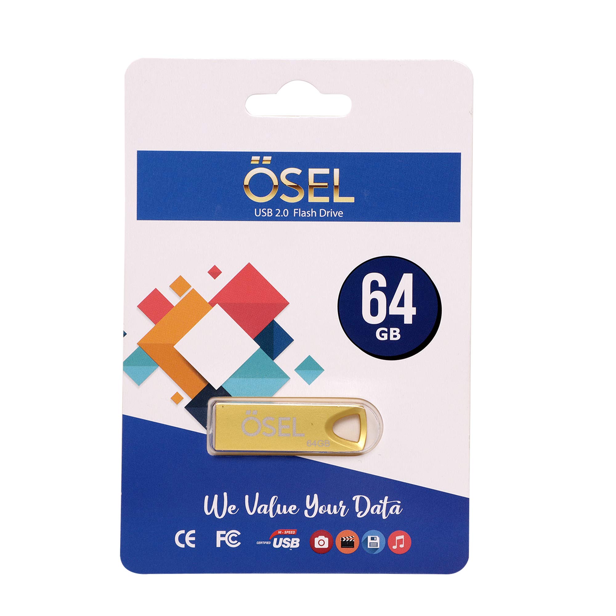 OSEL Turbo Gold Metallic 64GB USB 2.0 Pendrive Pack of 5 and Get 1 Free OSEL Silver Zoom Metallic 32GB USB 2.0 Pendrive with 1 Year Warranty