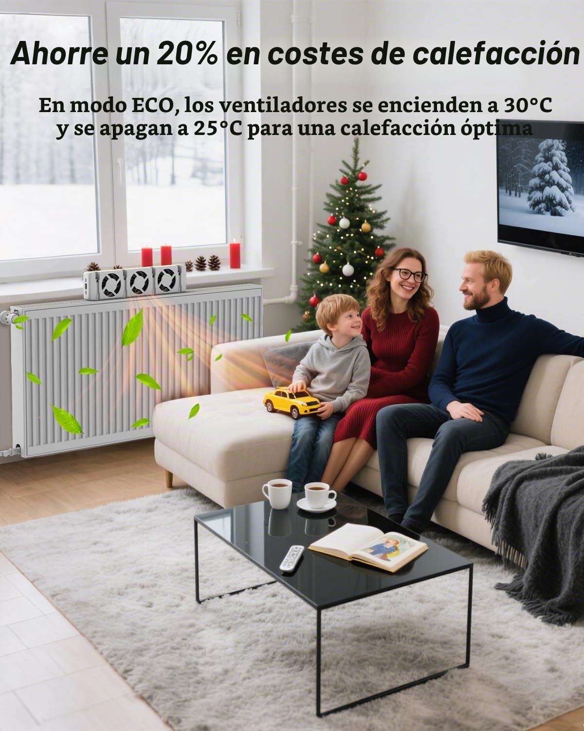 Ventilador Radiador Silencioso, Ventilador Radiador Casa para Radiadores y Suelo Radiante, Turbofans para Radiadores Calefaccion de Energía de Hasta un 22%