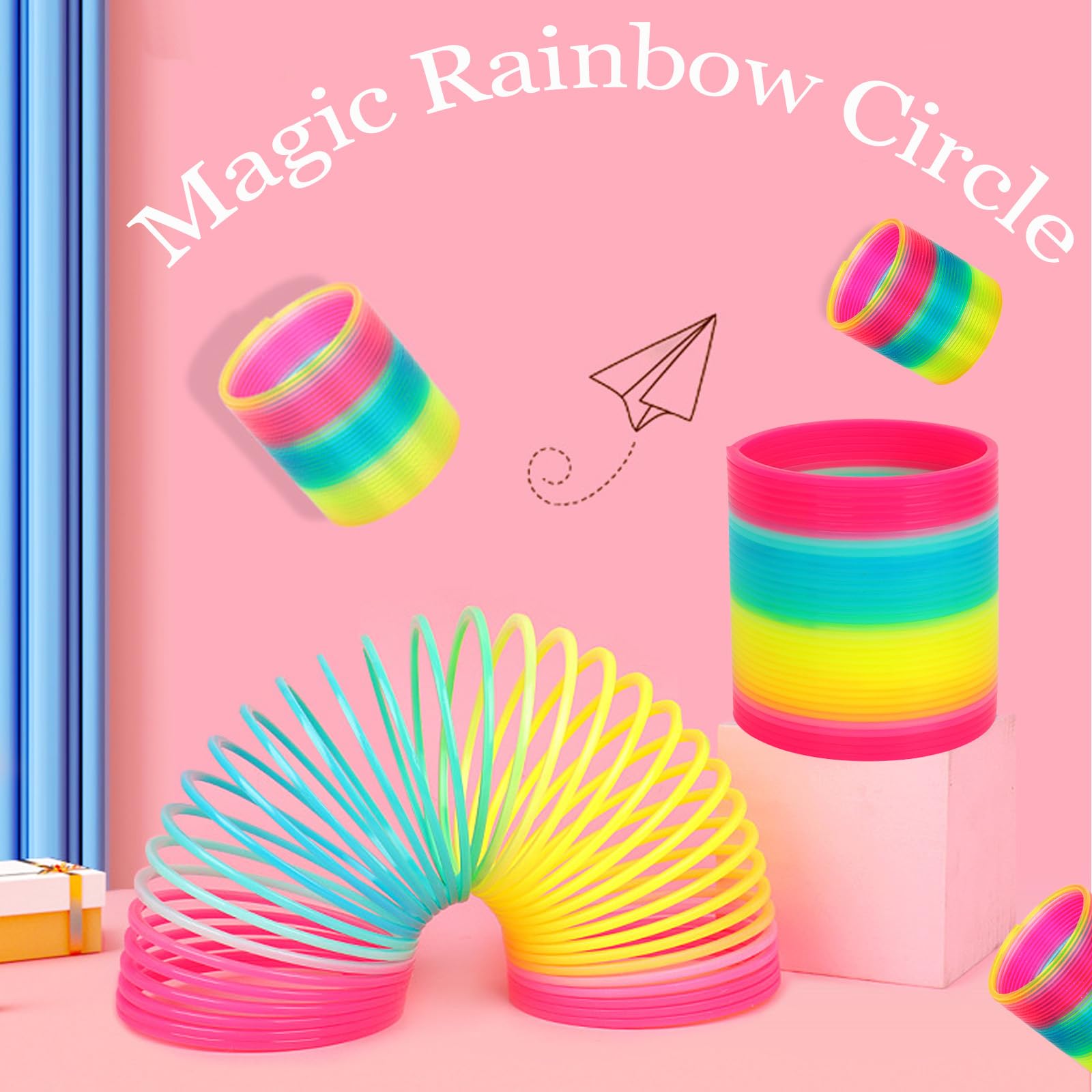 2 Piezas Muelle Juguete, Gadget para Niños, Spring Toy, Rainbow Spiral, Mini Muelle Divertido
