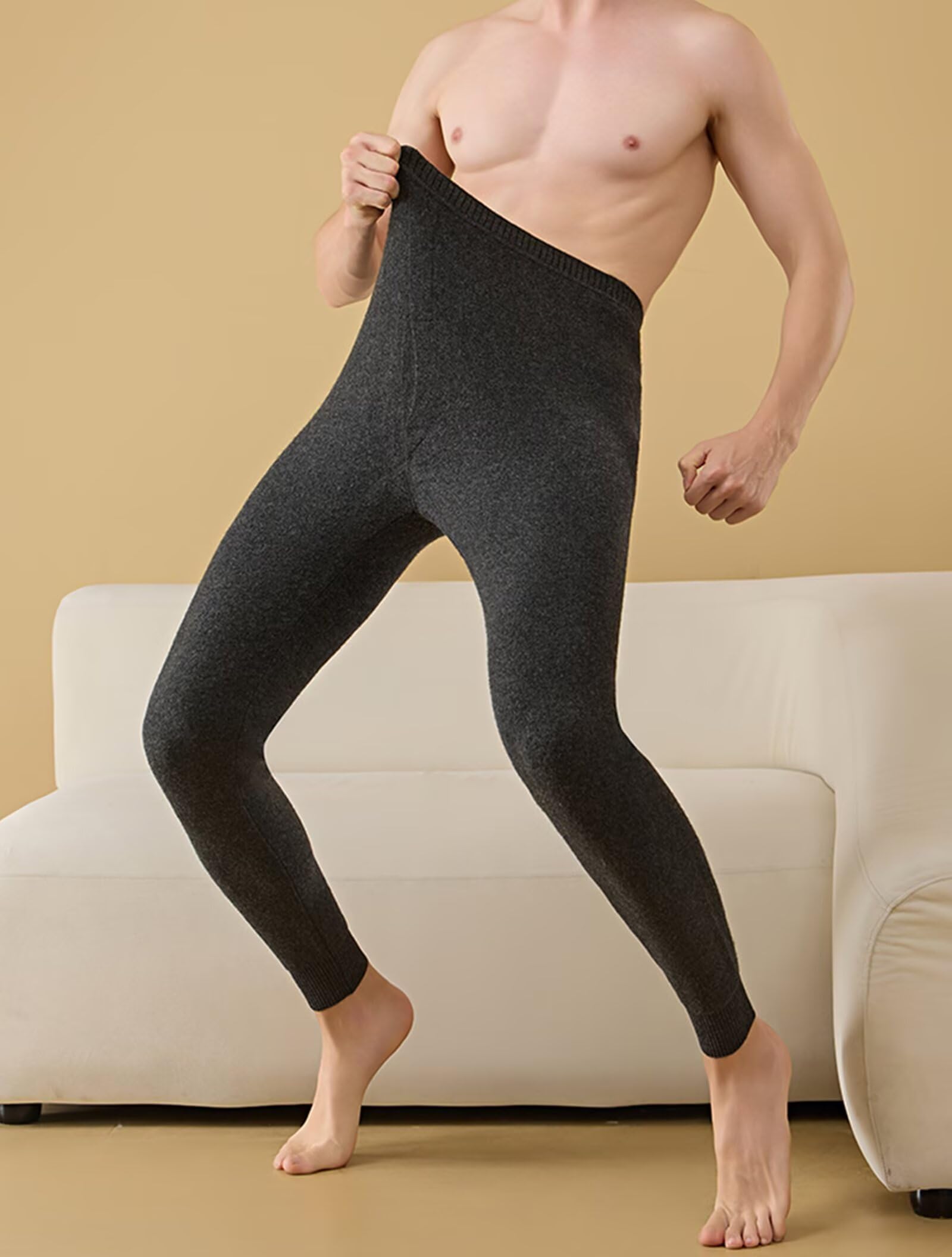 HNVAVQ Pantalons sous-vêtements Thermiques 100% Cachemire pour Hommes et Femmes,Leggings Chauds pour l'hiver,Ski et randonnée