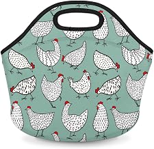 Chicken Neoprene Insulated Lunch Tote Bag for Women Washable Reusable Lunch Container Box Lightweight Meal Prep Bags for Work Travel Picnic Organizer