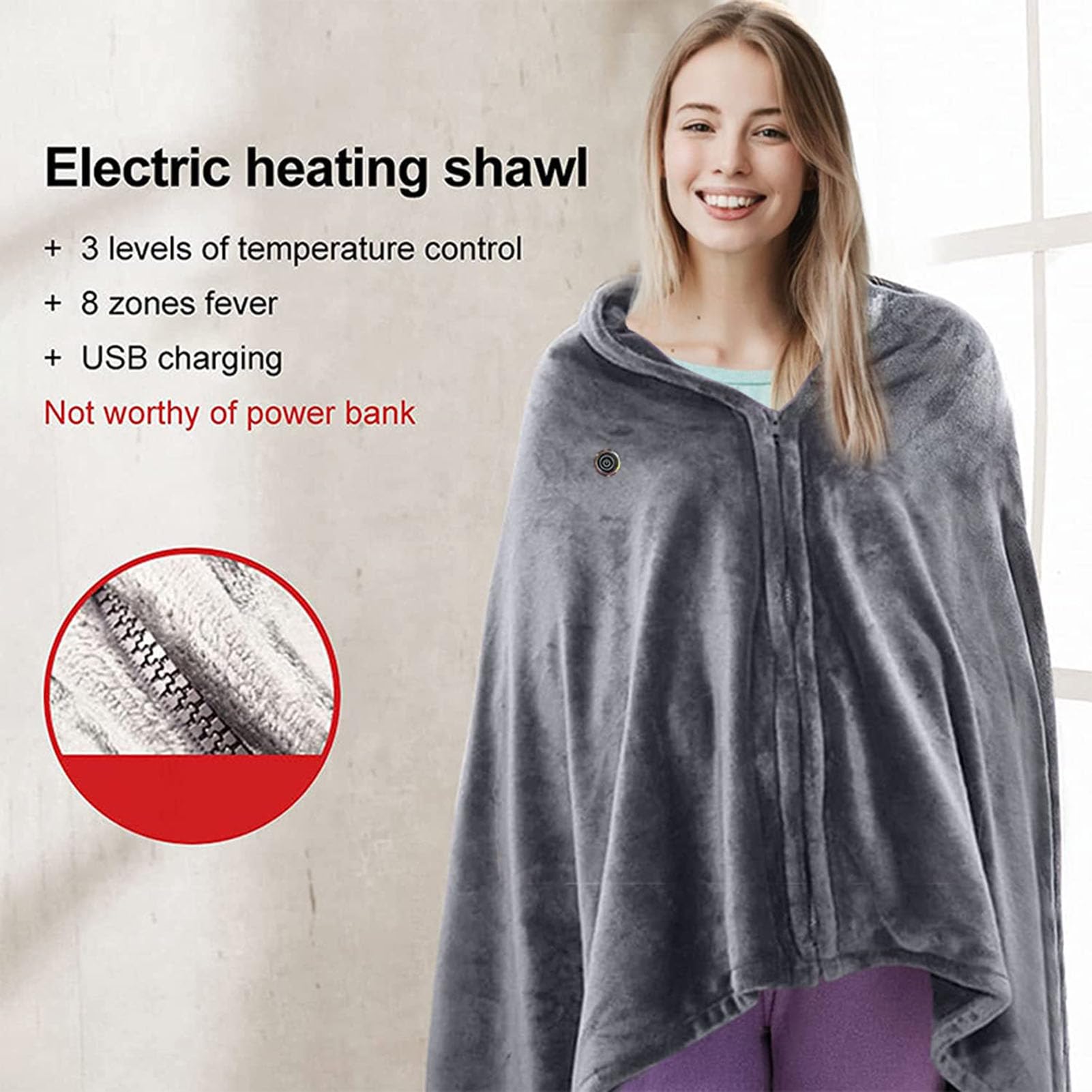 Manta Electrica, Manta Eléctrica USB, Temperatura Ajustable De 3 Niveles, 150 X 80 Cm Chal Calentado Para El Hogar Y La Oficina, Lavable A Máquina, Adecuada Para El Hogar, Oficina, Exterior