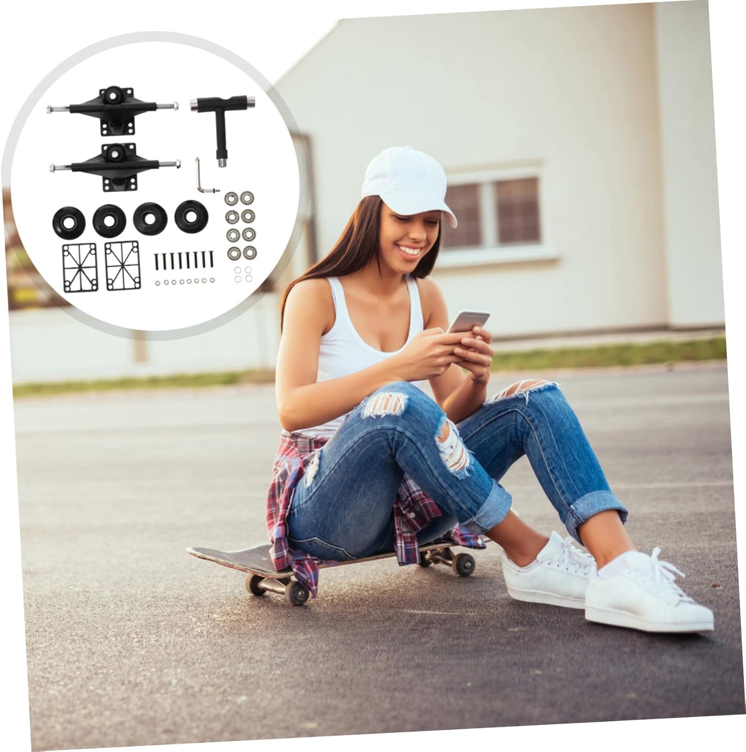 Skateboard Accessory Kit Full Set for Completes Skateboard Trainer Wheels Random Style