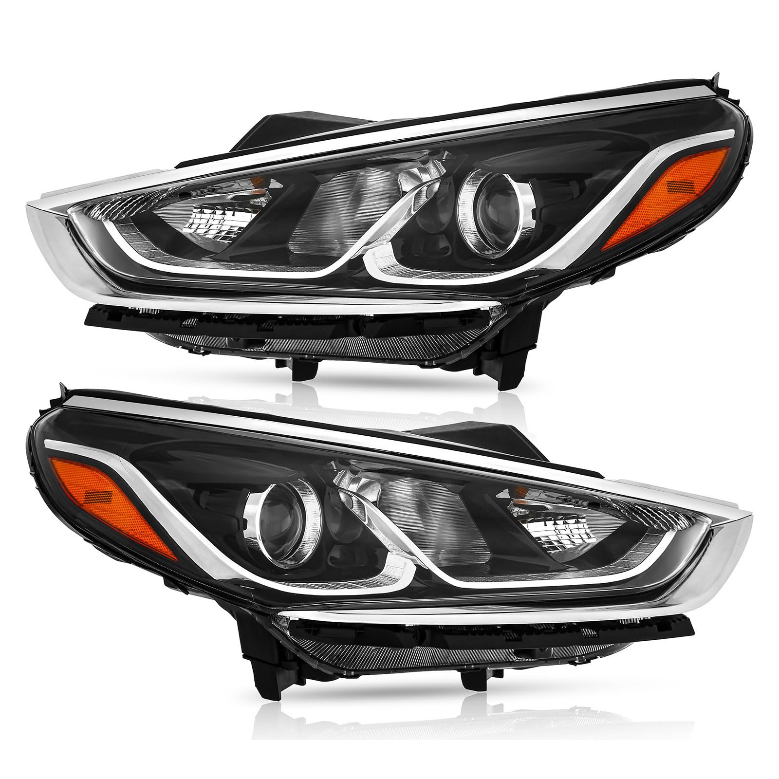 Photo 1 of *** USED *** TODO Headlight Assembly Compatible with 2018 2019 Hyundai Sonata SE SEL Eco Sport Hybrid SE, Headlamp Replacement with Bulbs Driver and Passenger Side OE 92101-C2500 92102-C2500