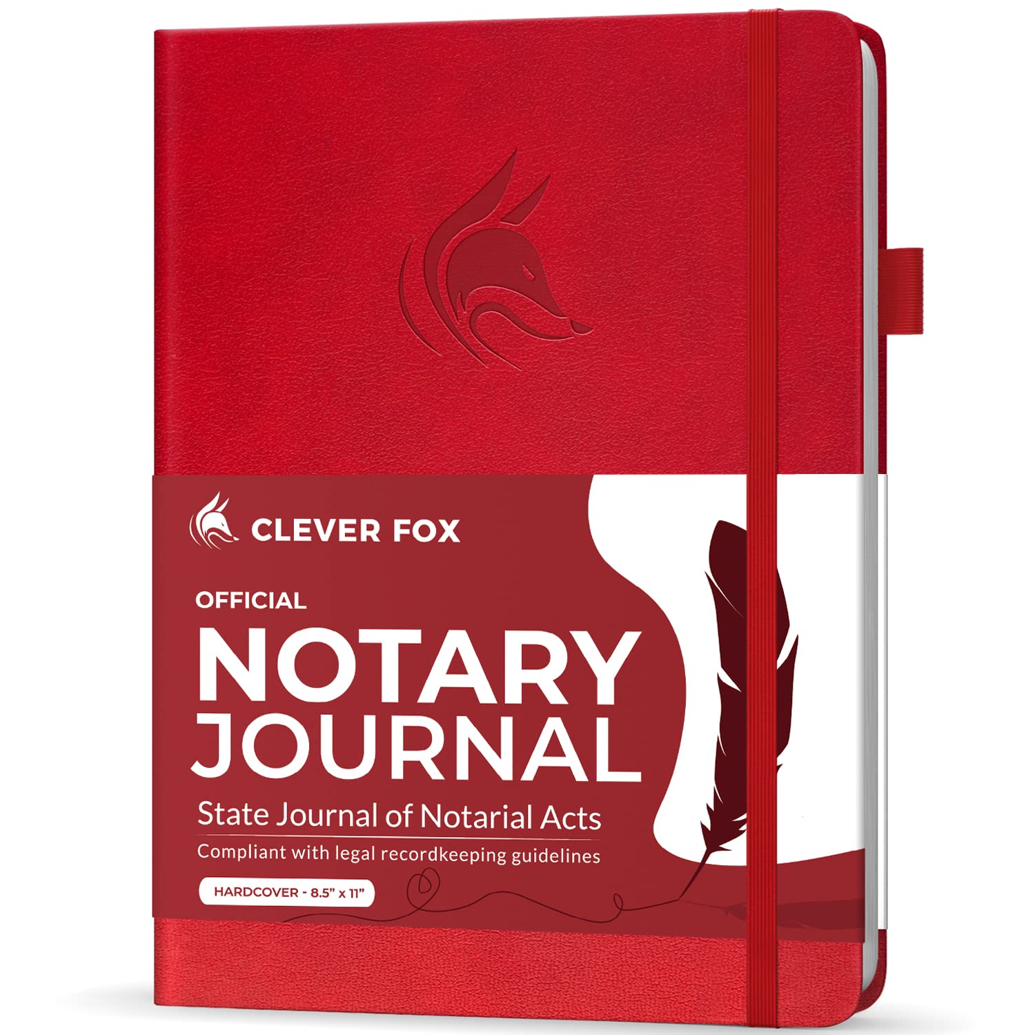 Clever Fox Notarile - Notaio Di Atti Notarili - Libro Di Notaio Con Copertina Rigida - Rifornimenti Notarili - 612 Voci Di Registrazione, Pagine Numerate, Formato A4 (21,5 X 28 Cm), Copertina Rigida - Rosso-image