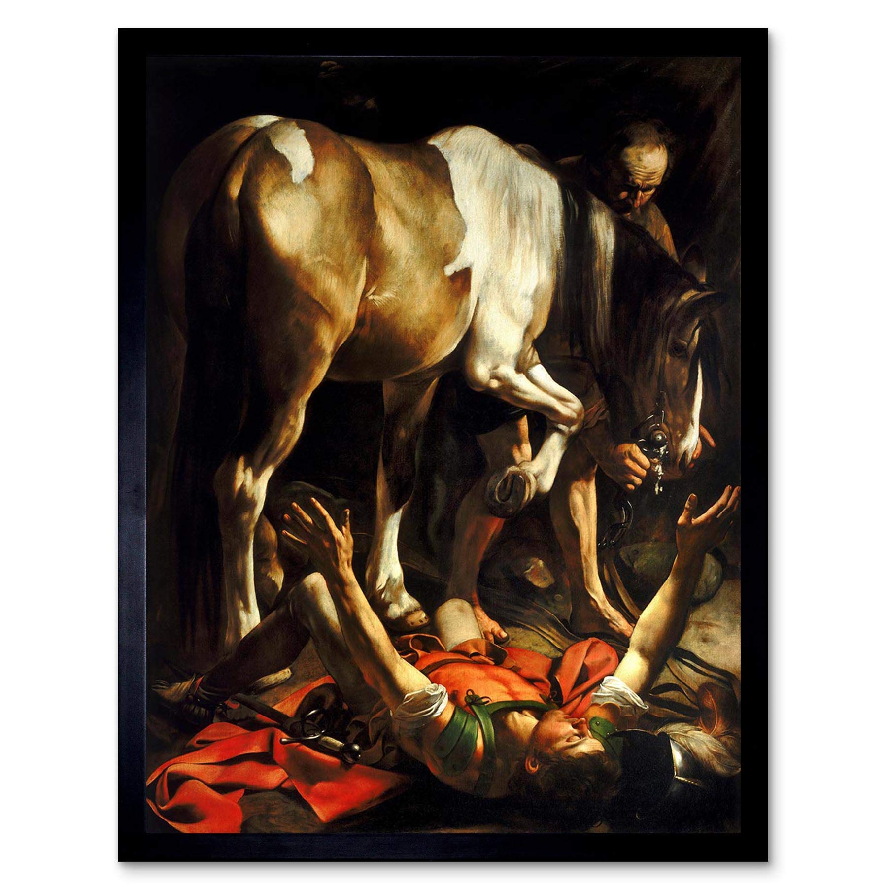 Wee Blue Coo Painting Conversion On The Way To Damascus Caravaggio Art Print Framed Poster Wall Decor 12X16 Inch