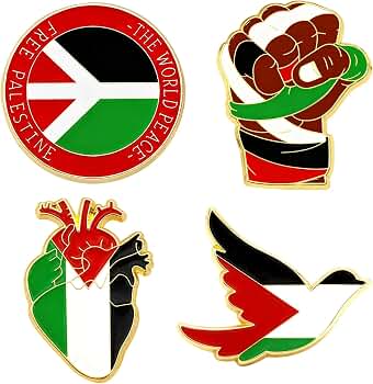 Pines De Bandera De Palestina - Pack De 4, Insignias Esmaltadas, Para Sombrero, Mochila O Ropa
