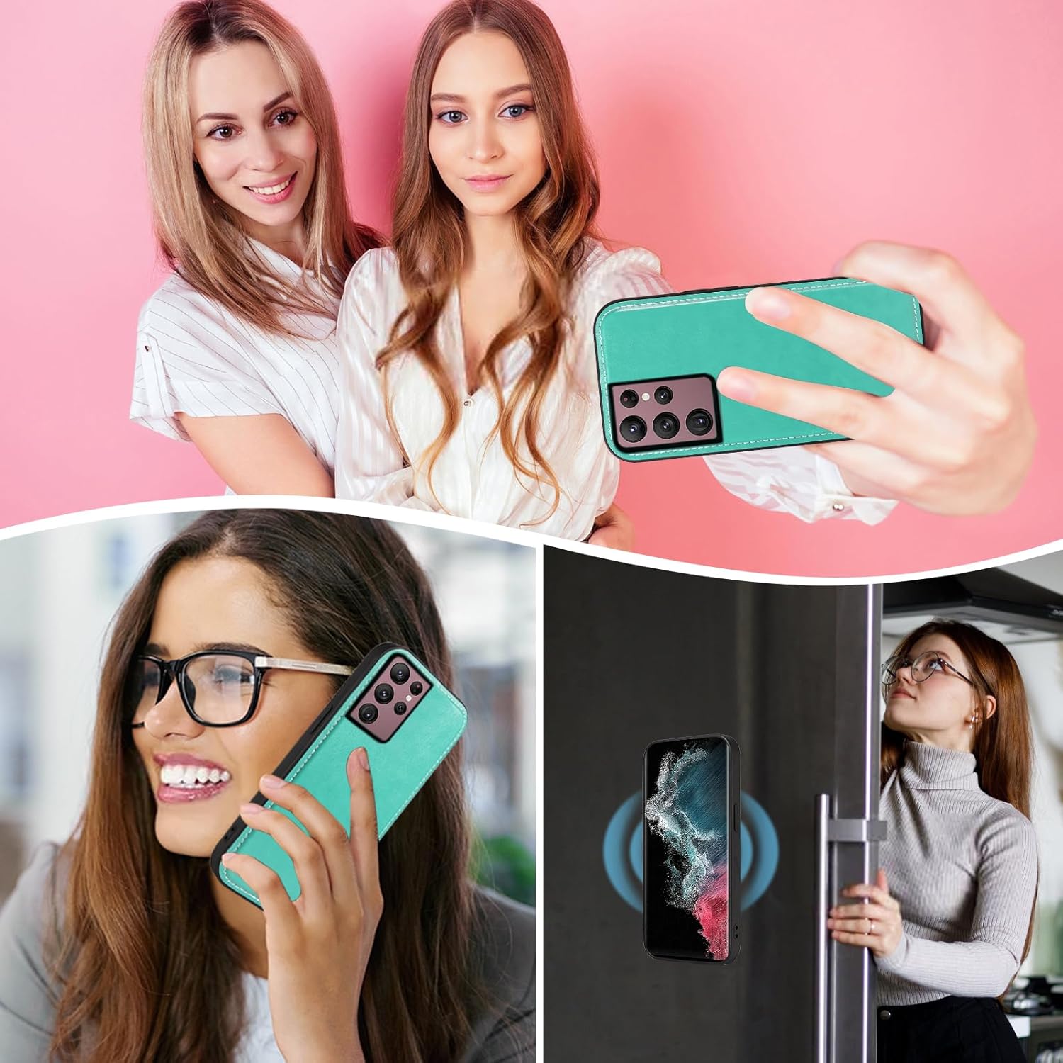 Asuwish Phone Case for Samsung Galaxy S22 Ultra 5G Zipper Wallet Cell Cover with Tempered Glass Screen Protector Wrist Strap Flower Flip Credit Card Holder S22ultra 22S S 22 S22ultra5g 6.8 Women Green