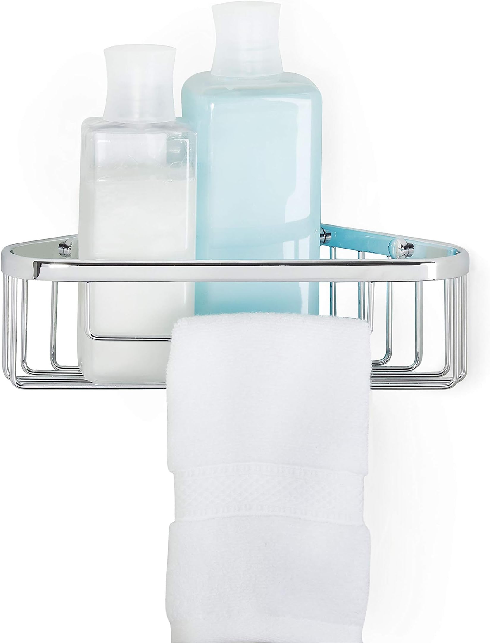 Better Living Products Bath Boutique Corner Shower Basket, Shower Storage Organizer, Chrome, 10"